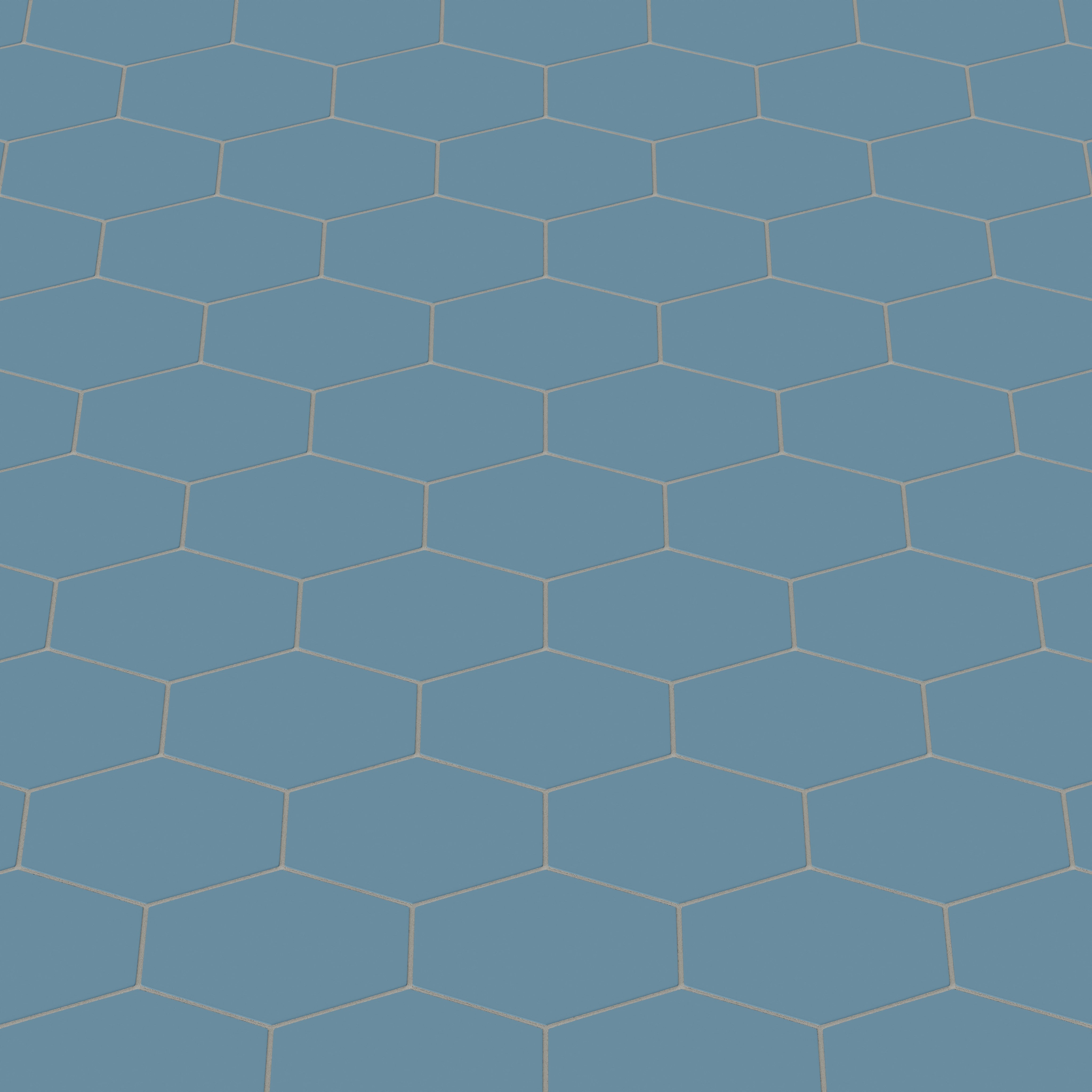 Elongated Hexagon Natural Press Ceramic Tile in Azurite Matte