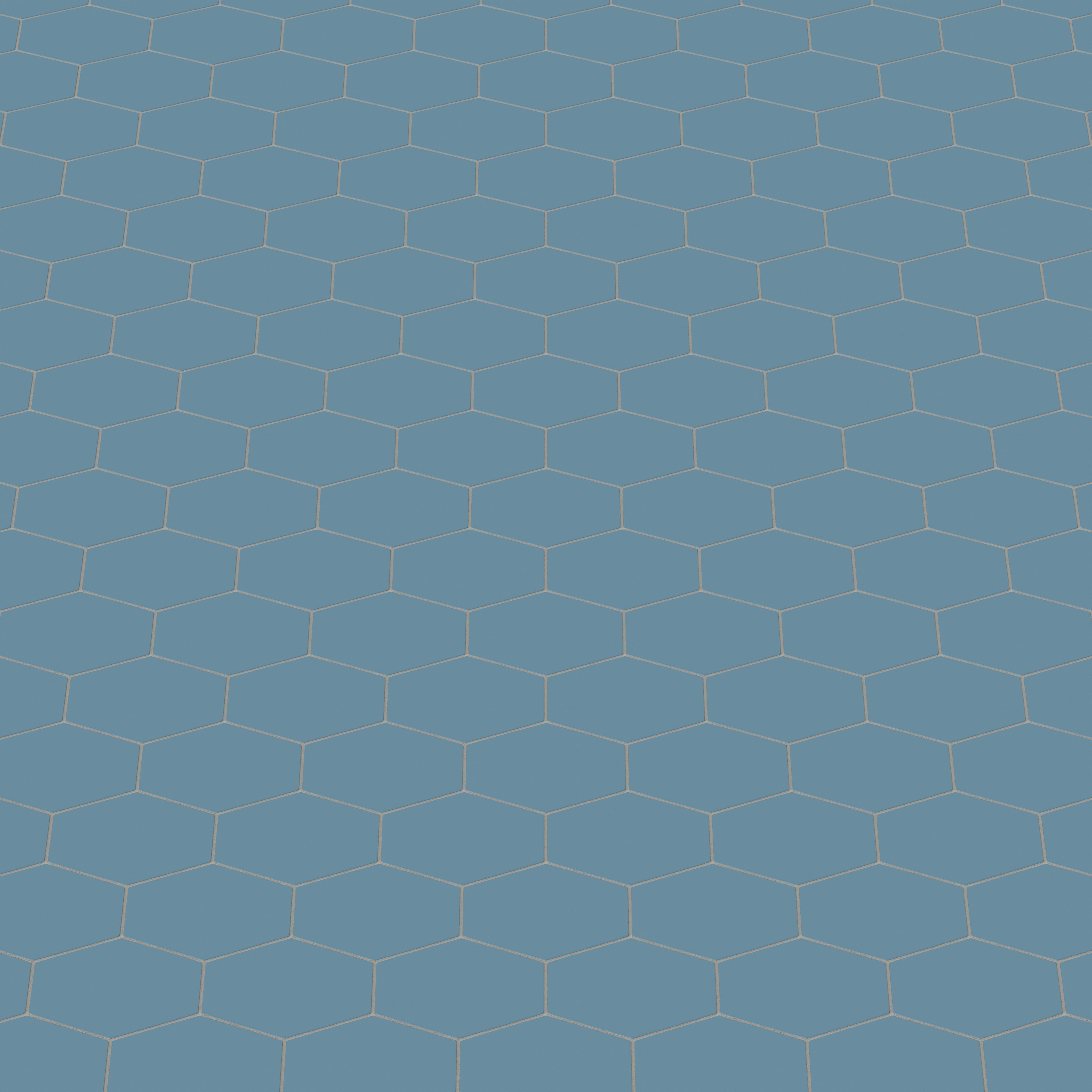 Elongated Hexagon Natural Press Ceramic Tile in Azurite Matte