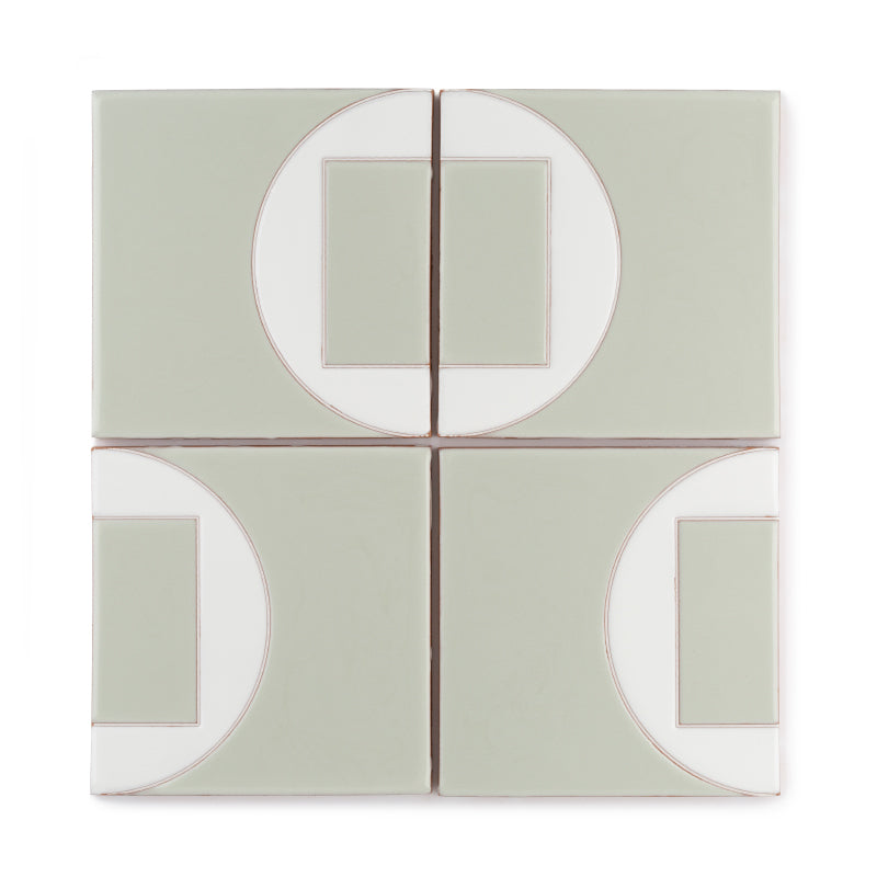 4x4 Handpainted Tile Dot Dash 8 in Plein Aire