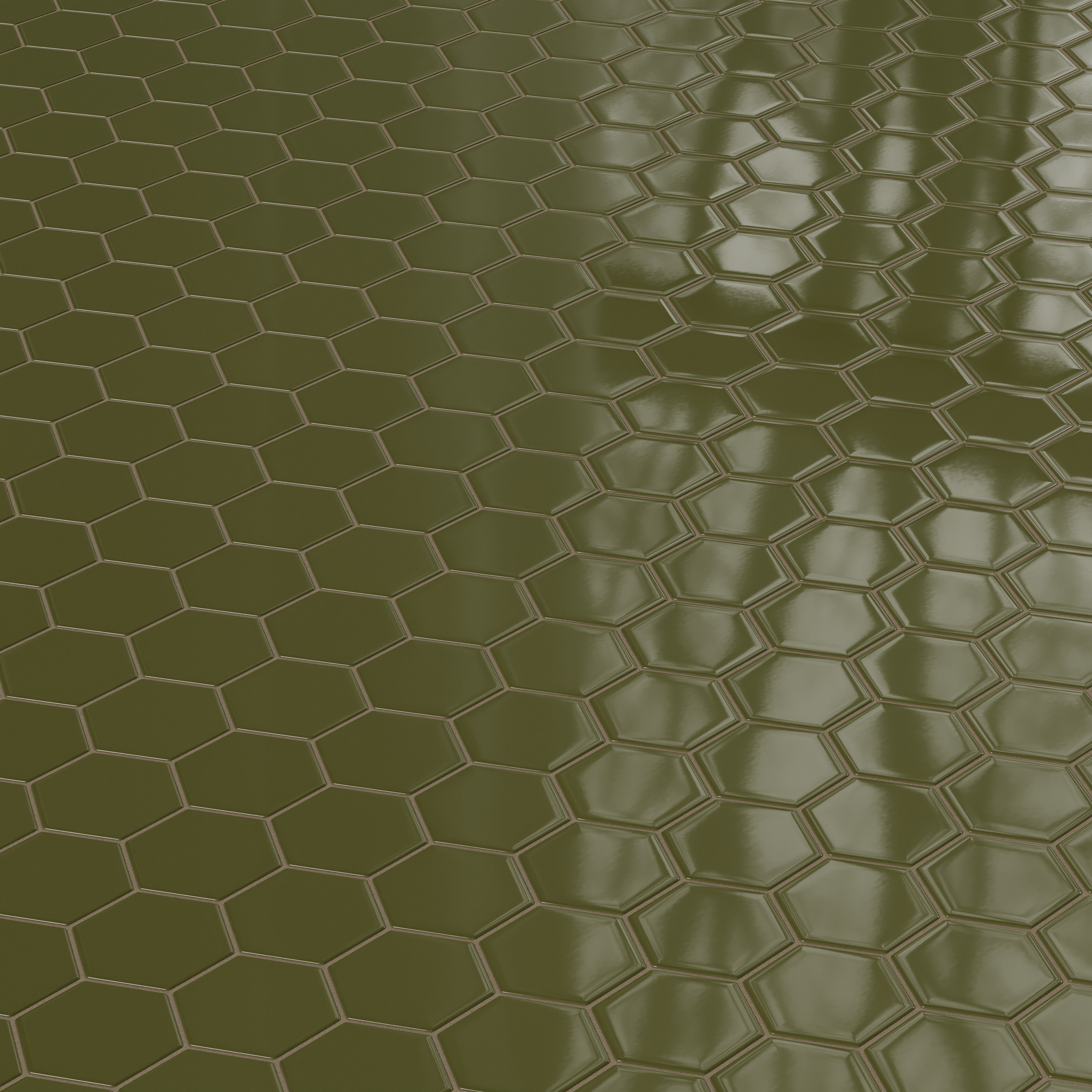 4" Hexagon Original Ceramic Tile in Bonsai Gloss