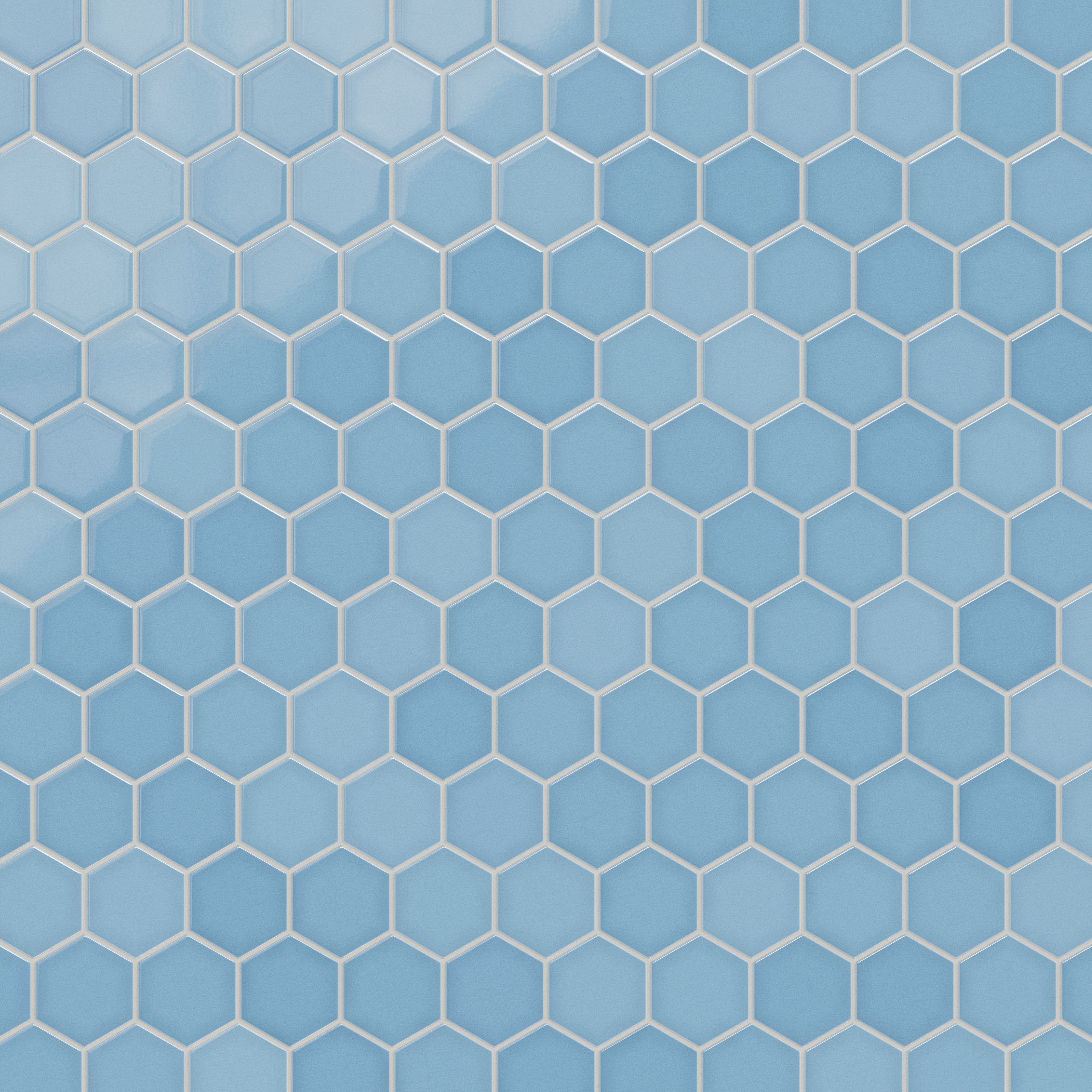4" Hexagon Original Ceramic Tile in Caribbean Sea Gloss