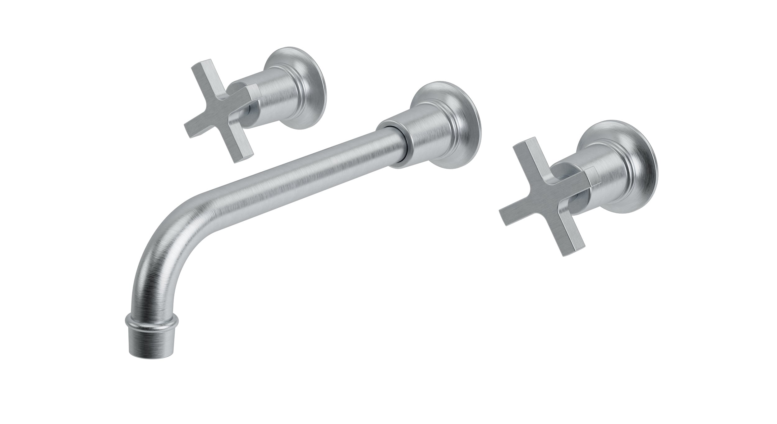 Emerson Two Handle Wall Mount 10" Lavatory Faucet with Classic Cross Handles in Satin Chrome