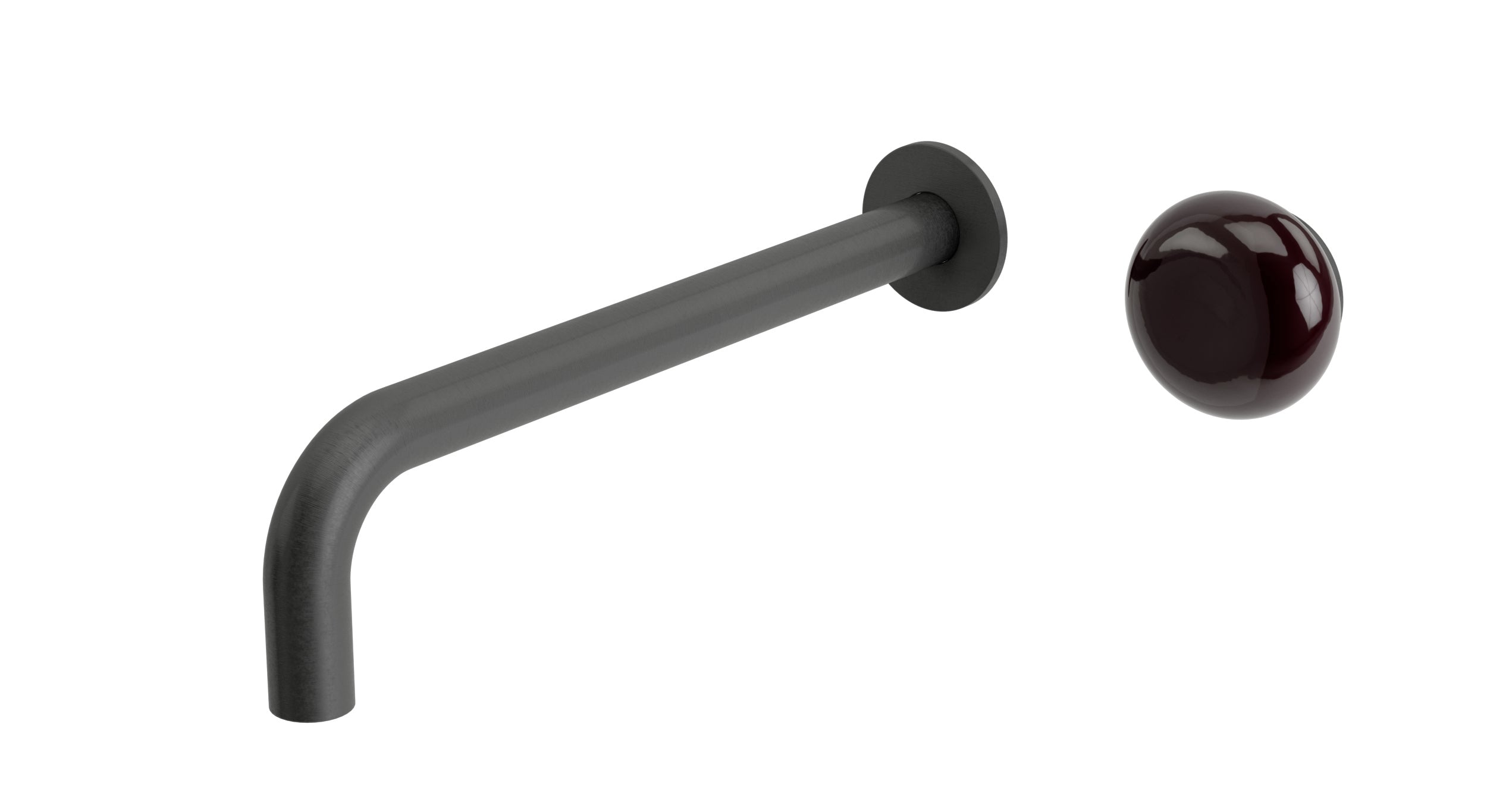 Foundry One Handle Wall Mount 10" Lavatory Faucet with Pebble Ceramic Knob Handle in Blackened Nickel