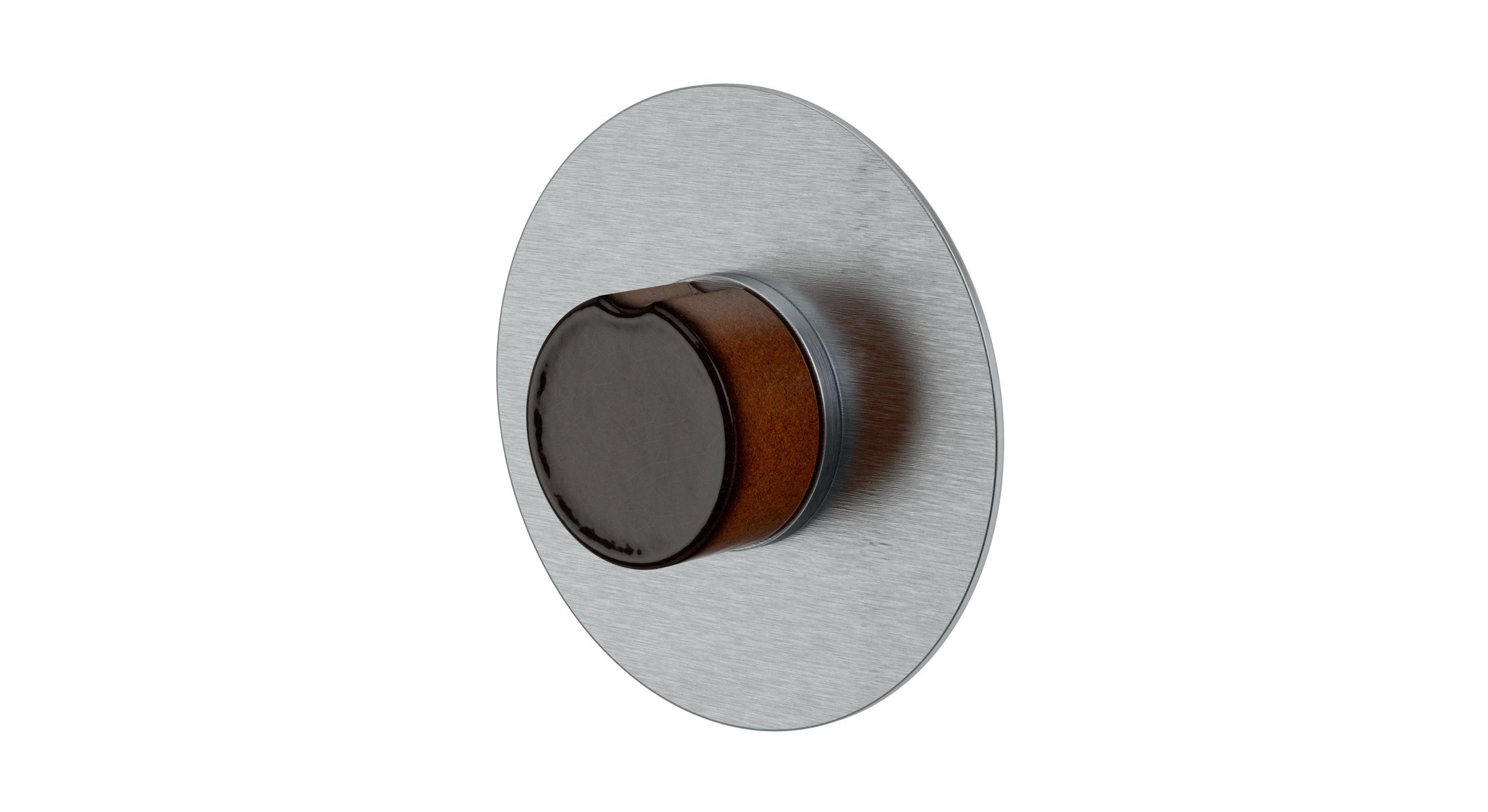 Foundry One Handle Wall Mount Shower Trim with Groove Ceramic Knob Handle in Satin Chrome