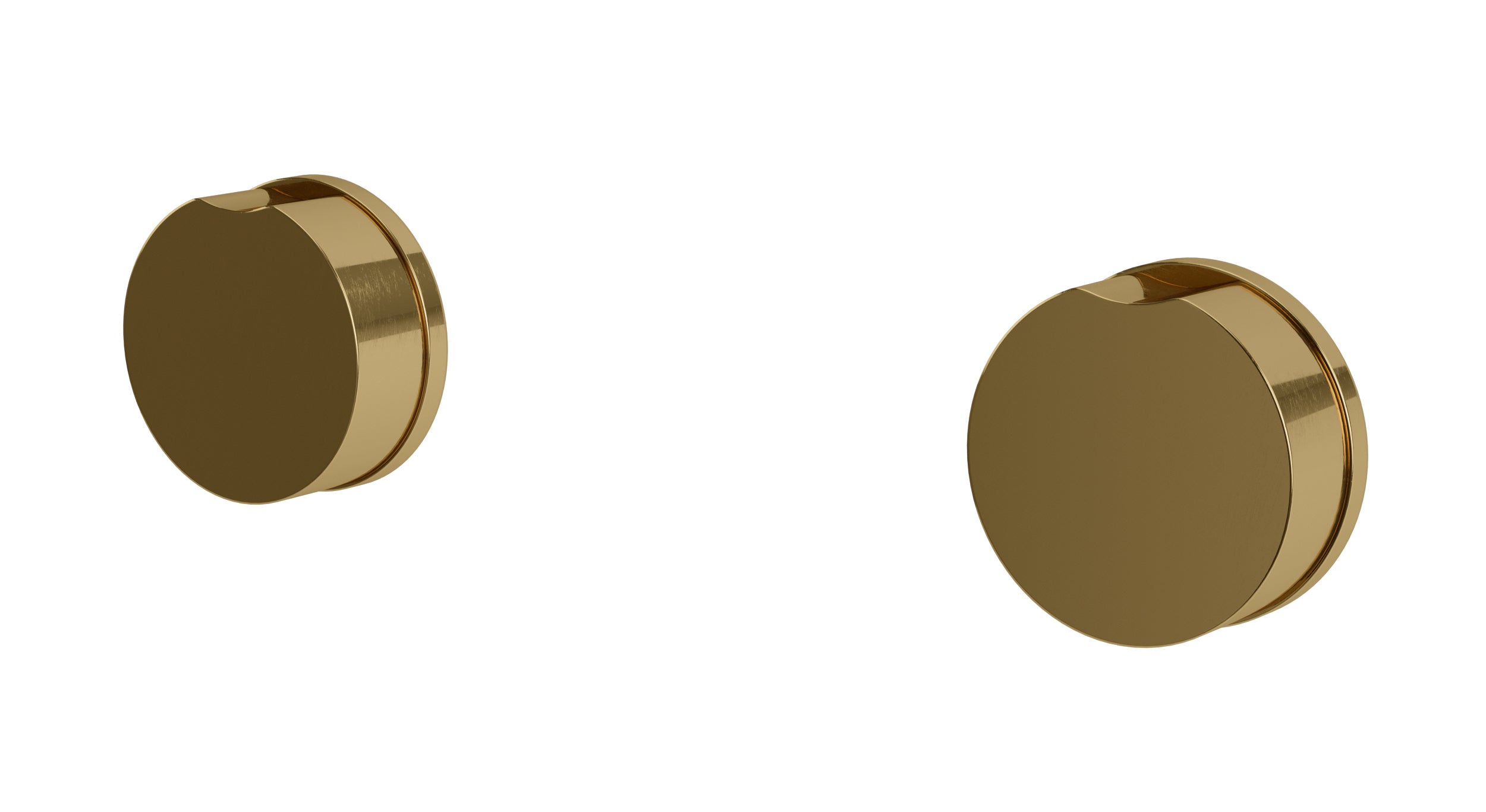 Foundry Two Handle Wall Mount Bath Trim with Barrel Knob Handles in Uncoated Polished Brass