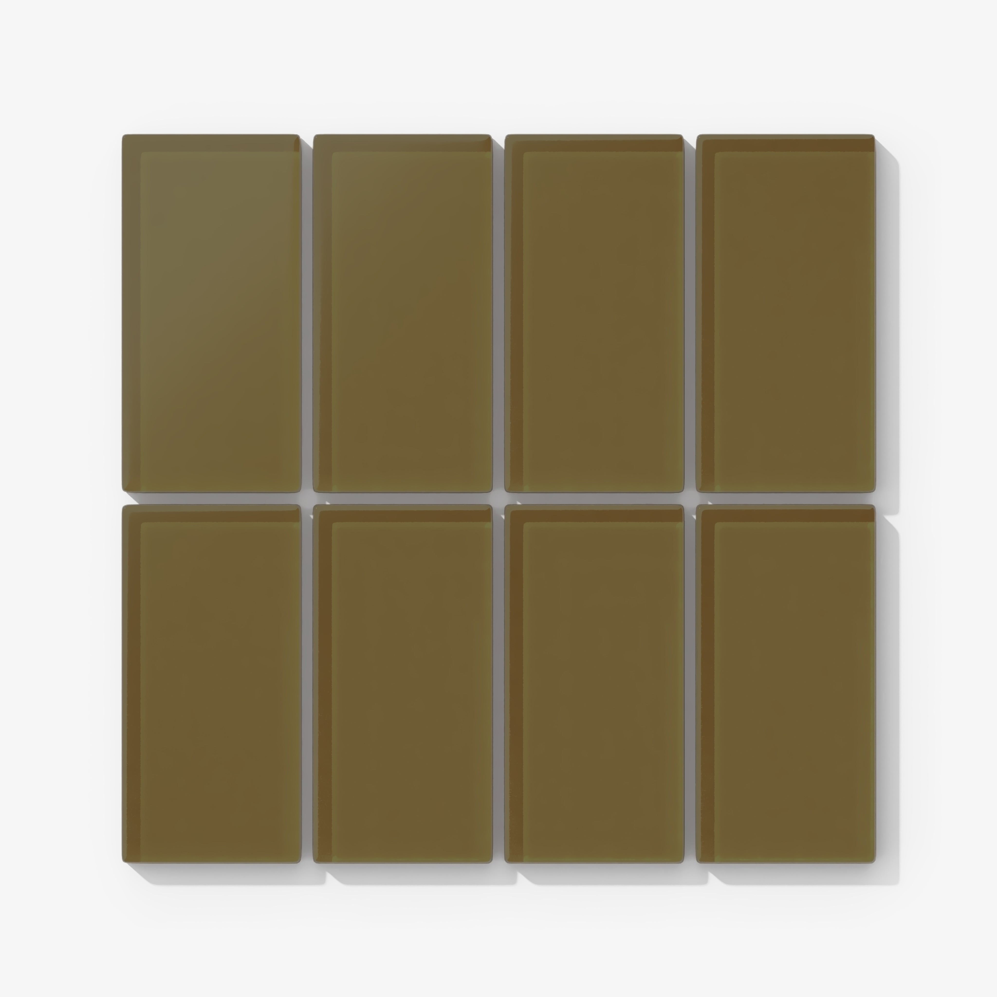 2x4 Straight Set Sheeted Glass Mosaic Tile in Merlin Matte