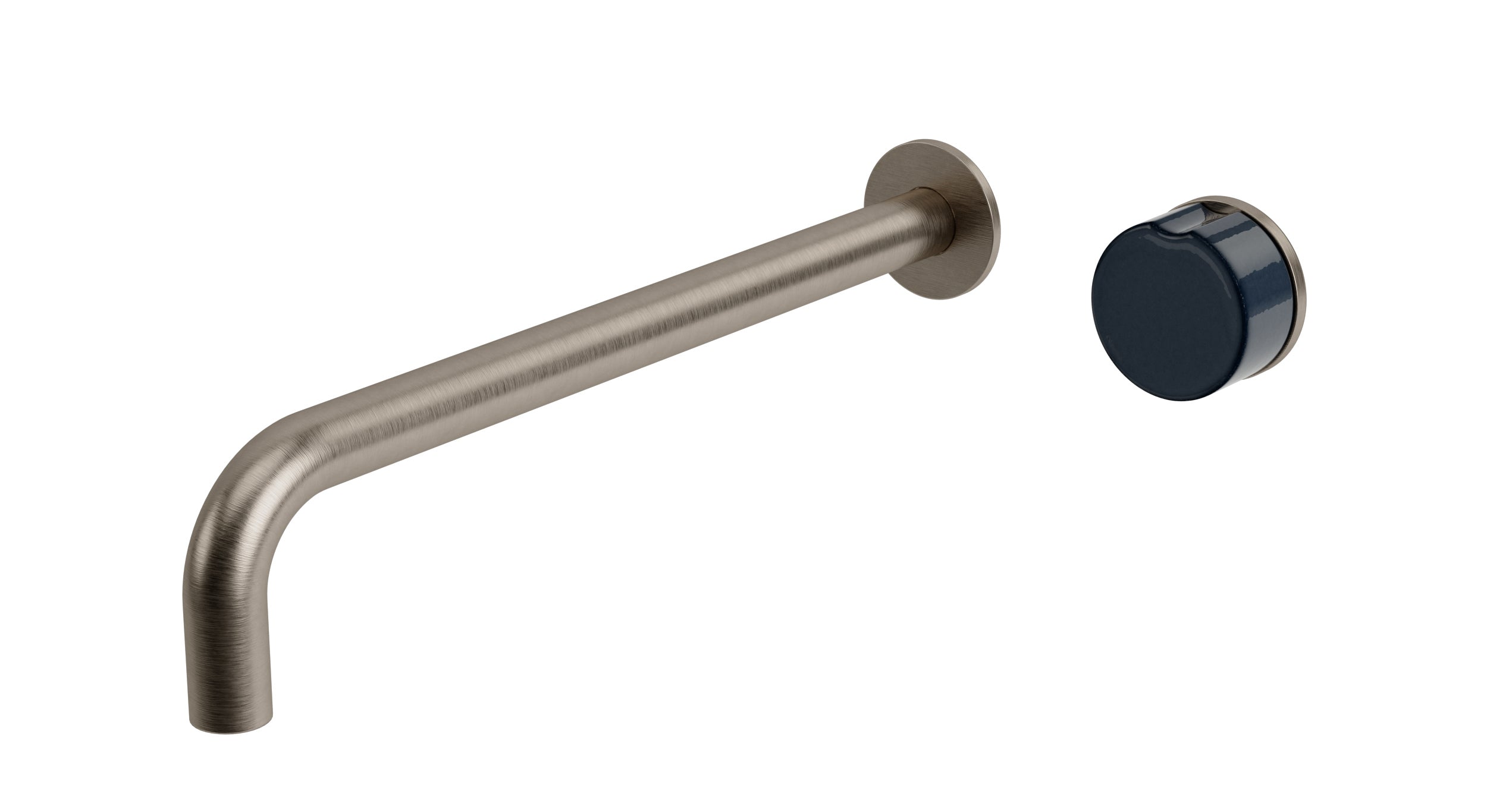 Foundry One Handle Wall Mount 12" Lavatory Faucet with Groove Ceramic Knob Handle in Antique Nickel