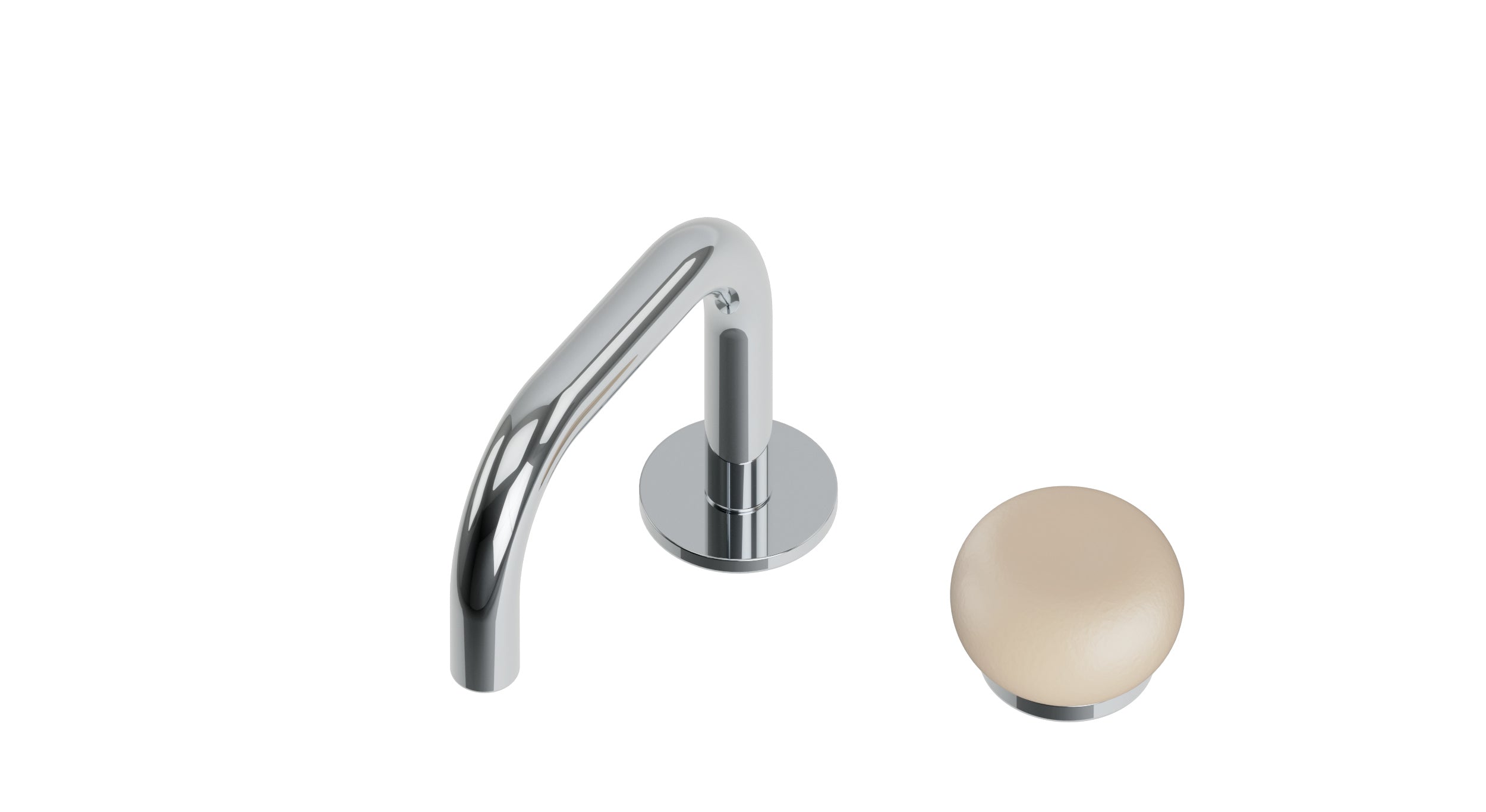 Foundry One Handle Deck Mount Squaretop Lavatory Faucet with Pebble Ceramic Knob Handle in Polished Chrome