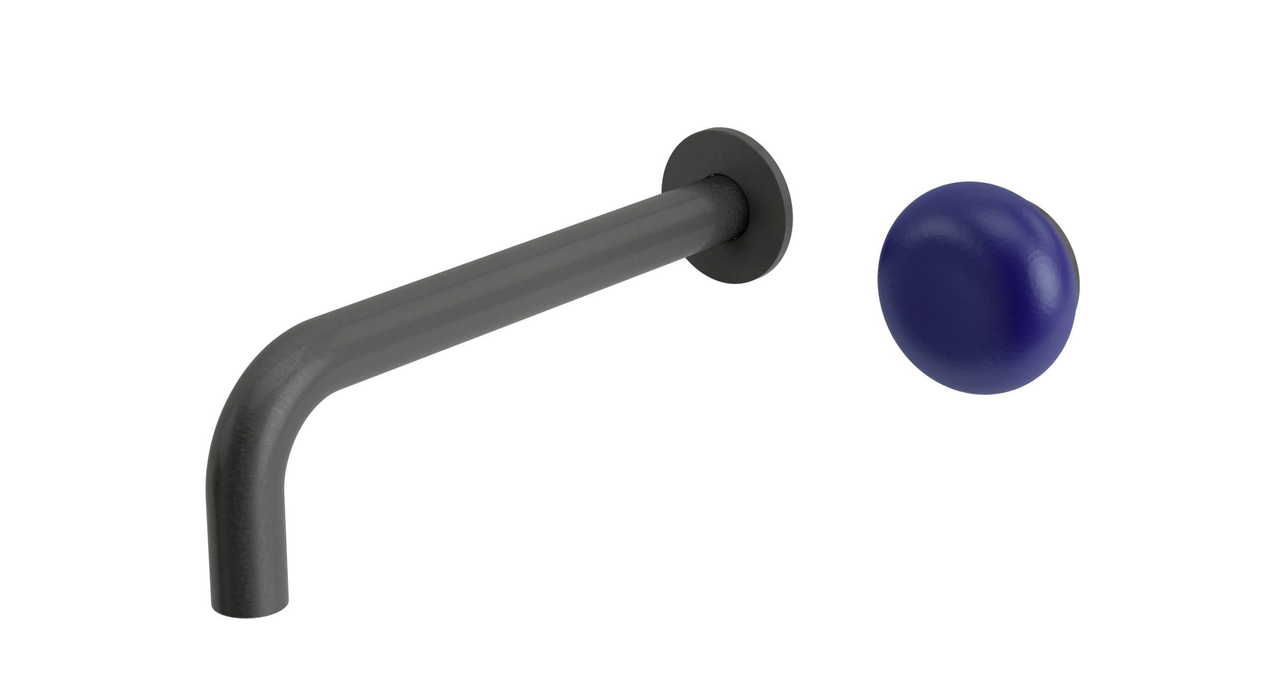 Foundry One Handle Wall Mount 7.5" Lavatory Faucet with Pebble Ceramic Knob Handle in Blackened Nickel