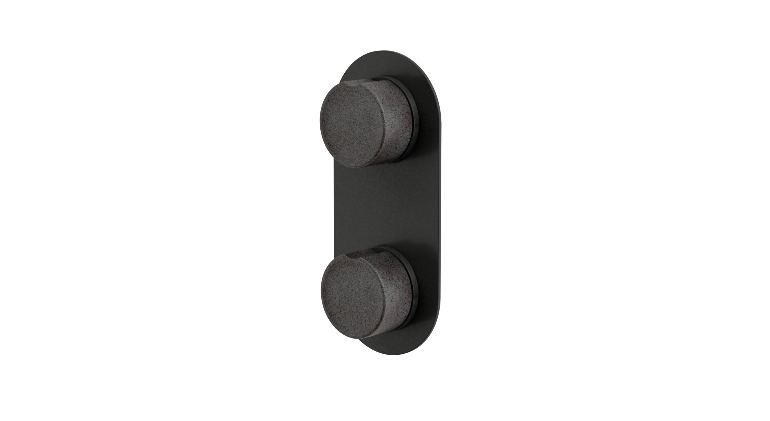 Foundry Two Handle Wall Mount Shower Trim with Groove Ceramic Knob Handles in Blackened Nickel