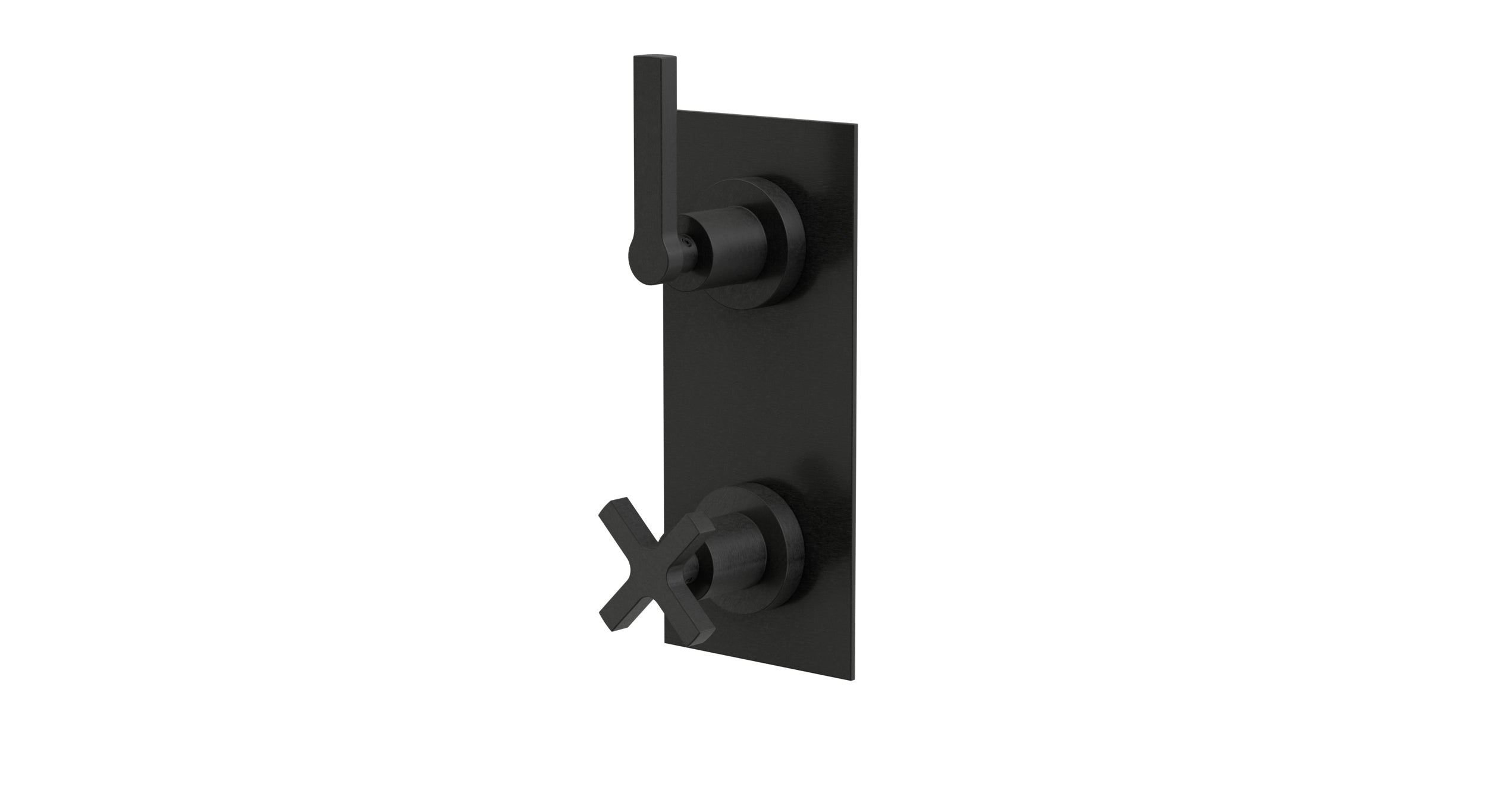 Flatiron Two Handle Wall Mount Shower Trim with Linear Cross/Linear Lever Handles in Blackened Nickel