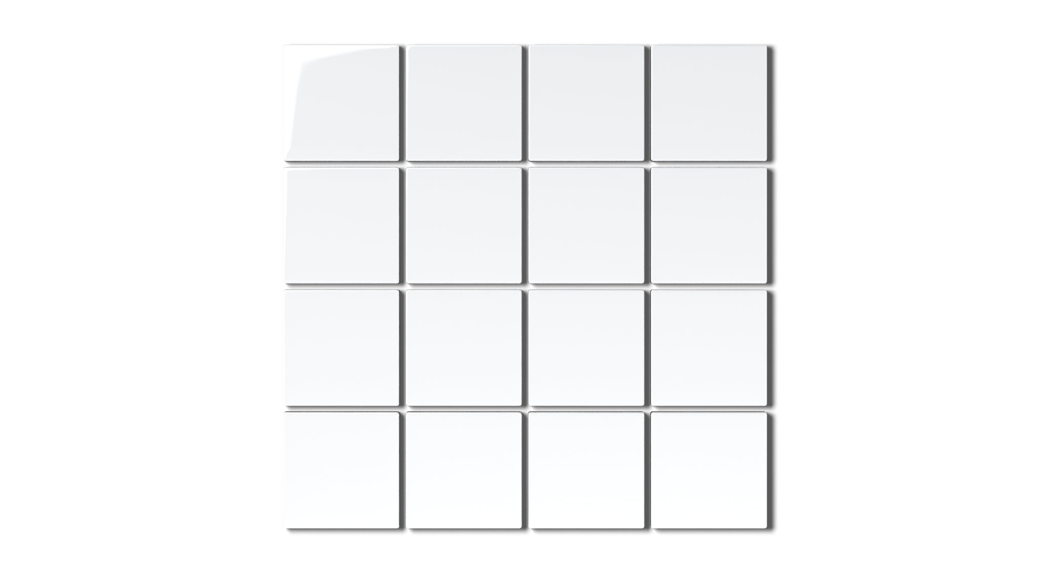 3x3 Straight Set Sheeted Natural Press Ceramic Mosaic Tile in Gesso Gloss