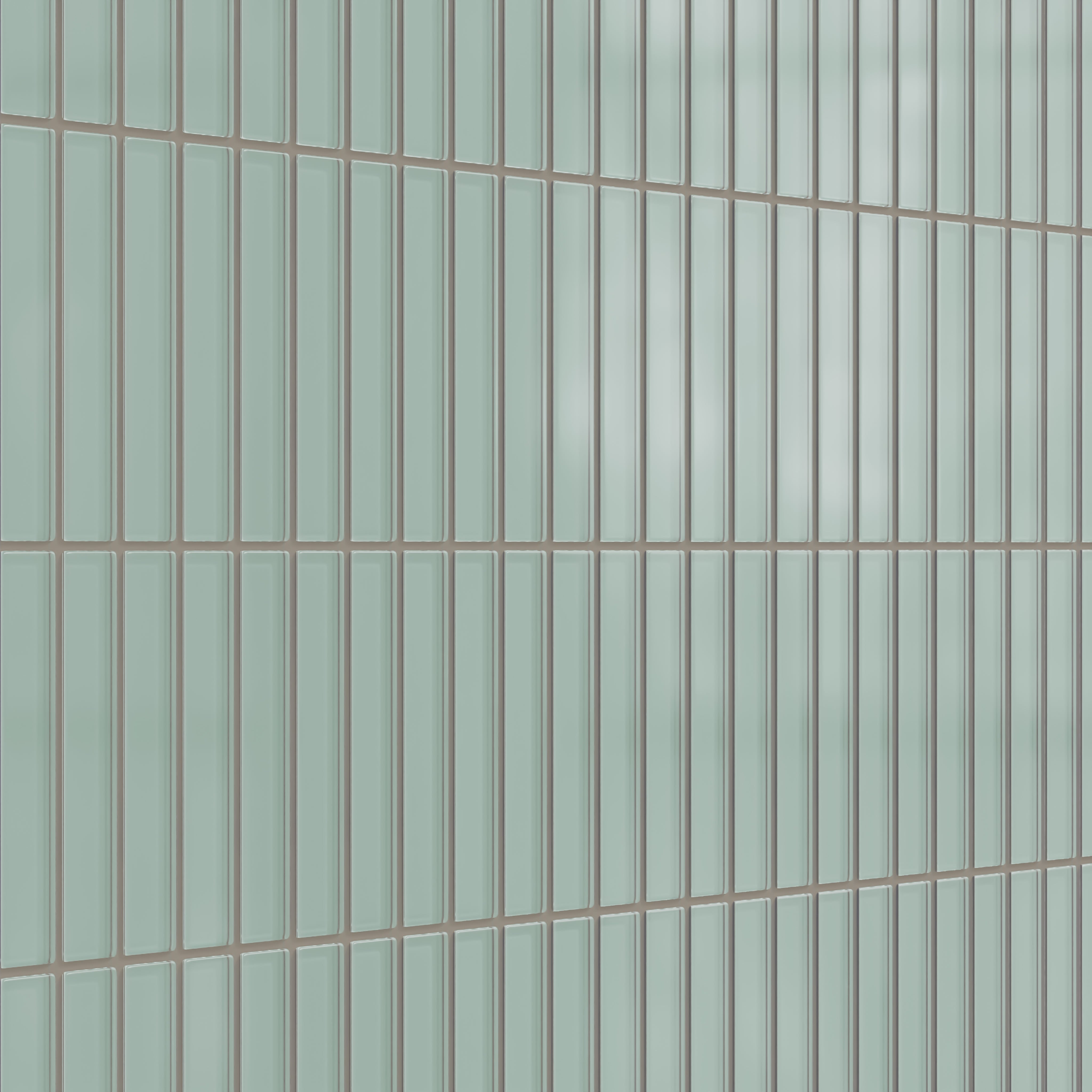 1x6 Straight Set Sheeted Glass Mosaic Tile in Kingfisher Matte