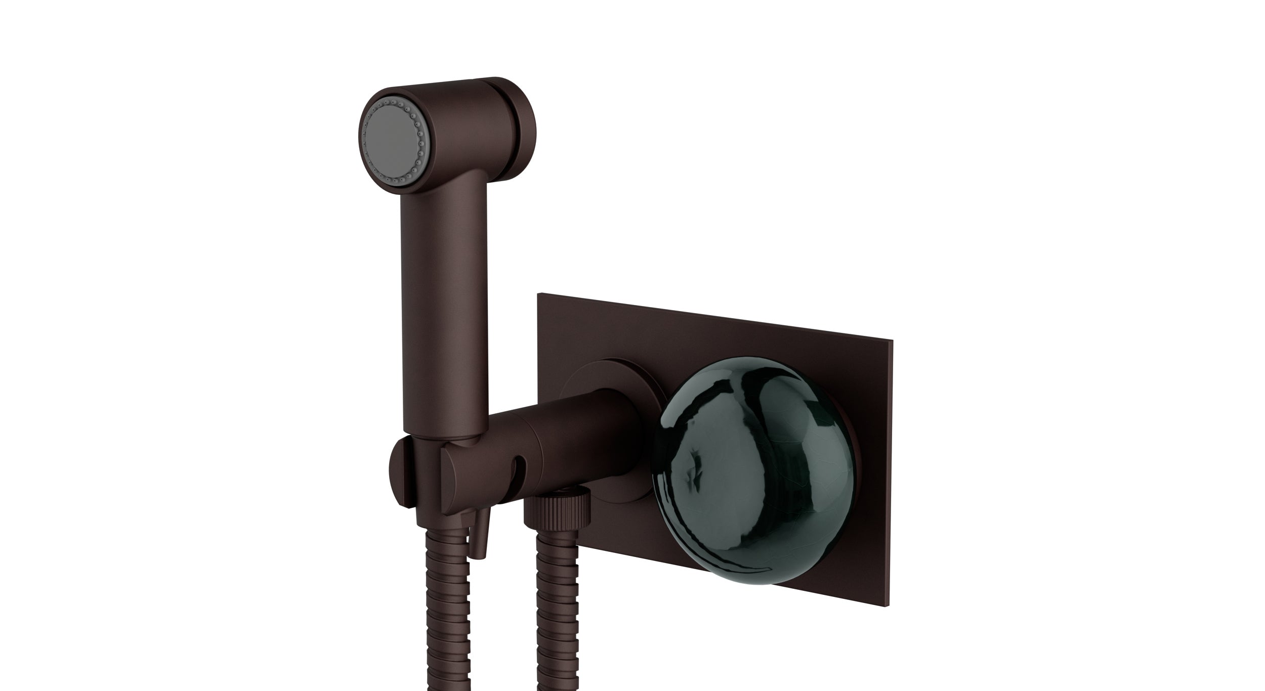 Foundry One Handle Wall Mount Bidet Trim with Pebble Ceramic Knob Handle in Architectural Copper