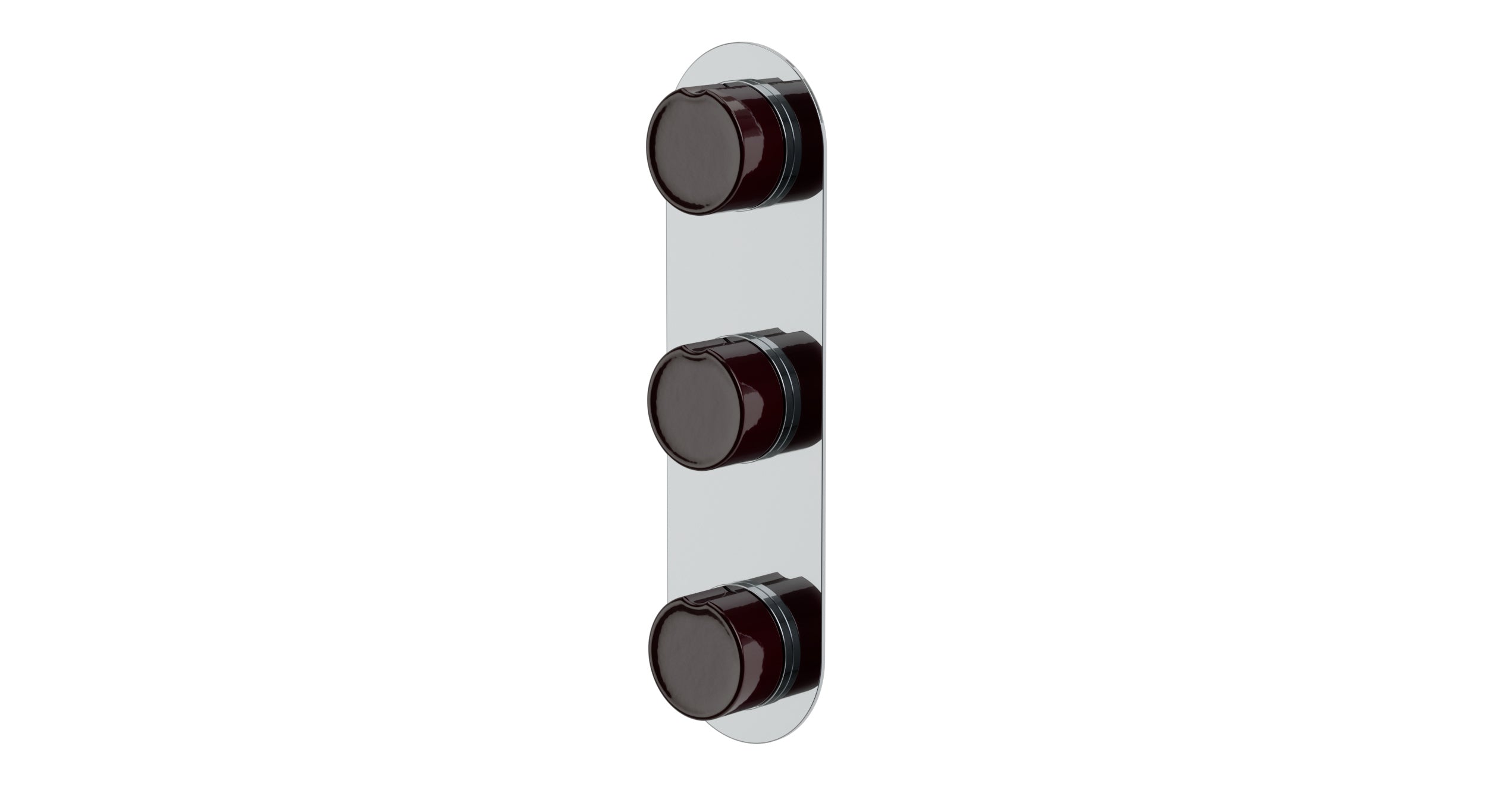 Foundry Three Handle Wall Mount Shower Trim with Groove Ceramic Knob Handles in Polished Chrome