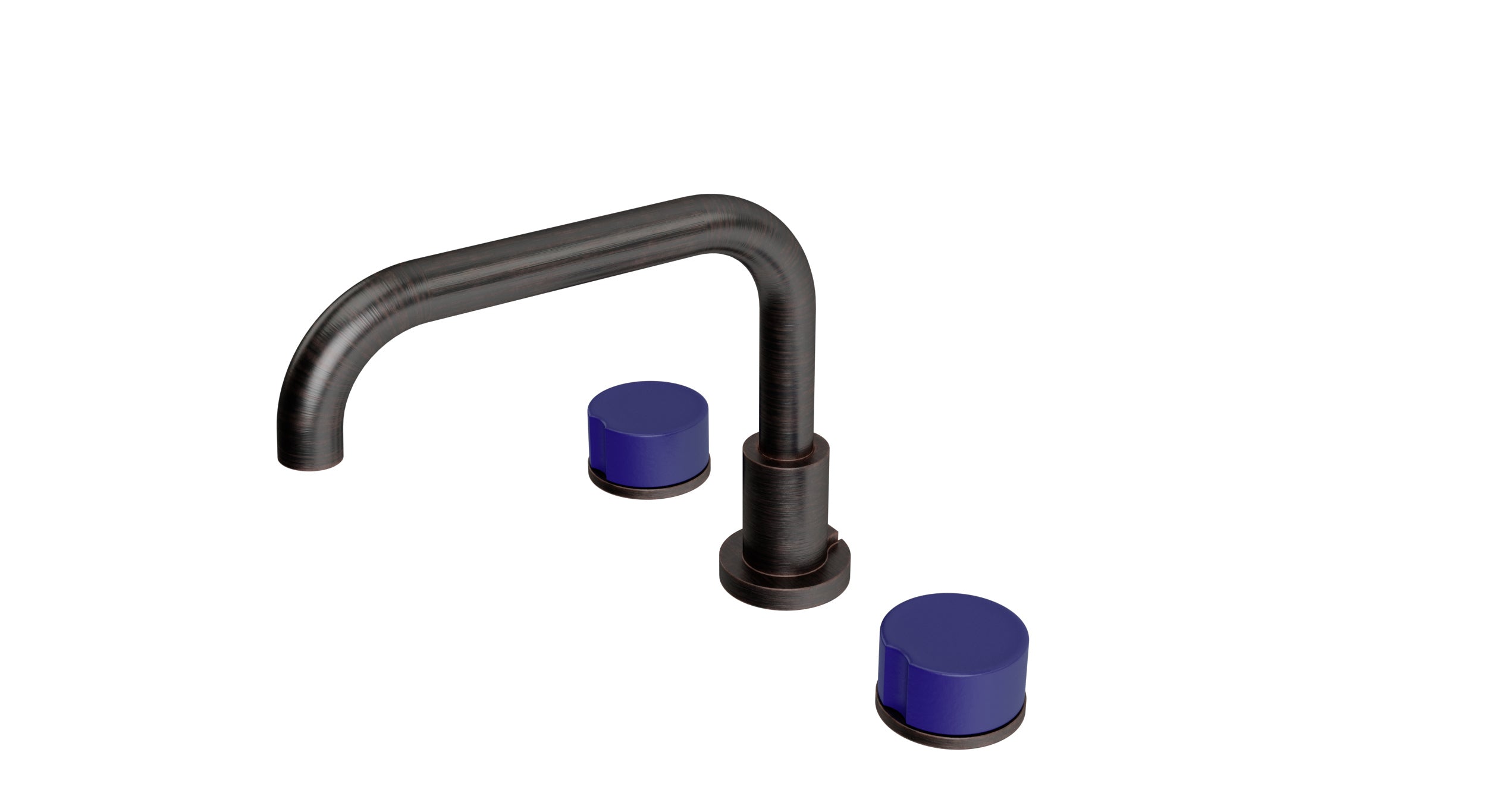 Foundry Two Handle Deck Mount Squaretop Bath Trim with Groove Ceramic Knob Handles in Antique Bronze