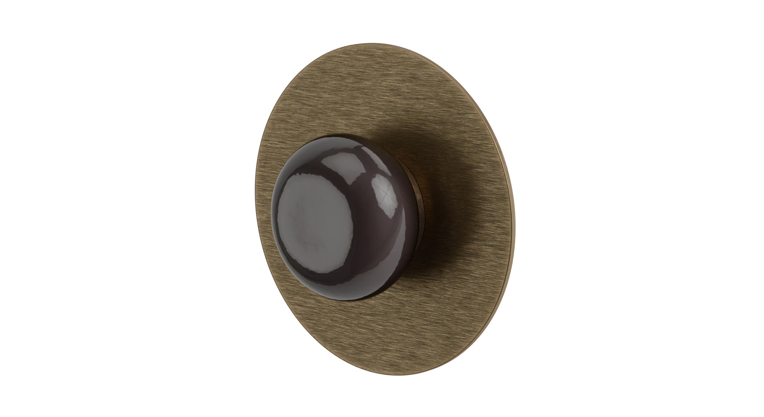 Foundry One Handle Wall Mount Shower Trim with Pebble Ceramic Knob Handle in Antique Brass