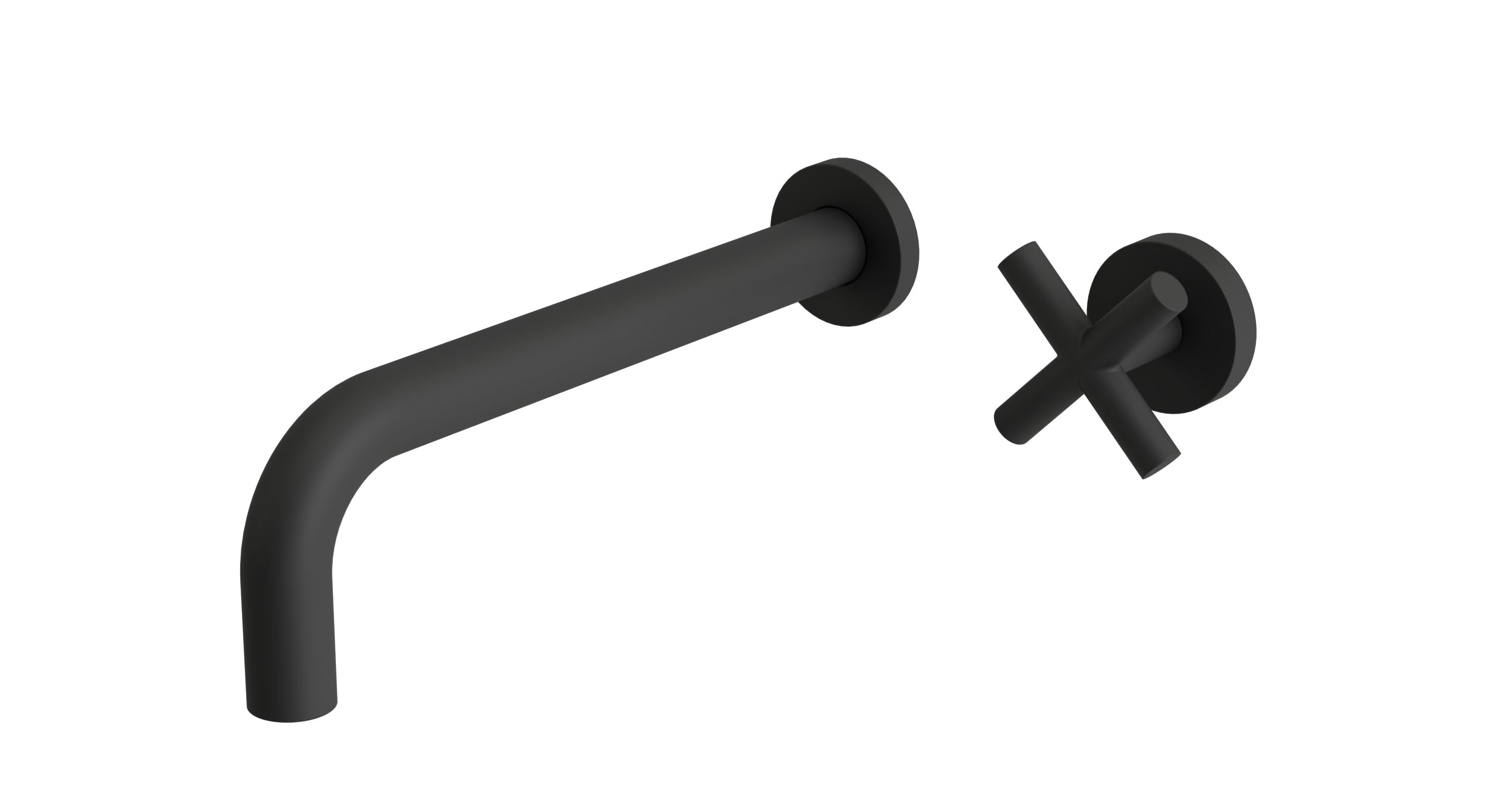 Contour One Handle Wall Mount 10" Lavatory Faucet with Soft Cross Handle in Matte Black