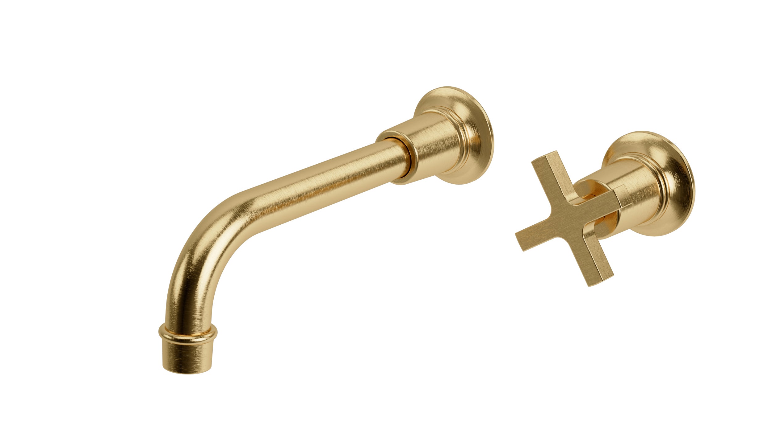 Emerson One Handle Wall Mount 8.25" Lavatory Faucet with Classic Cross Handle in Satin Brass