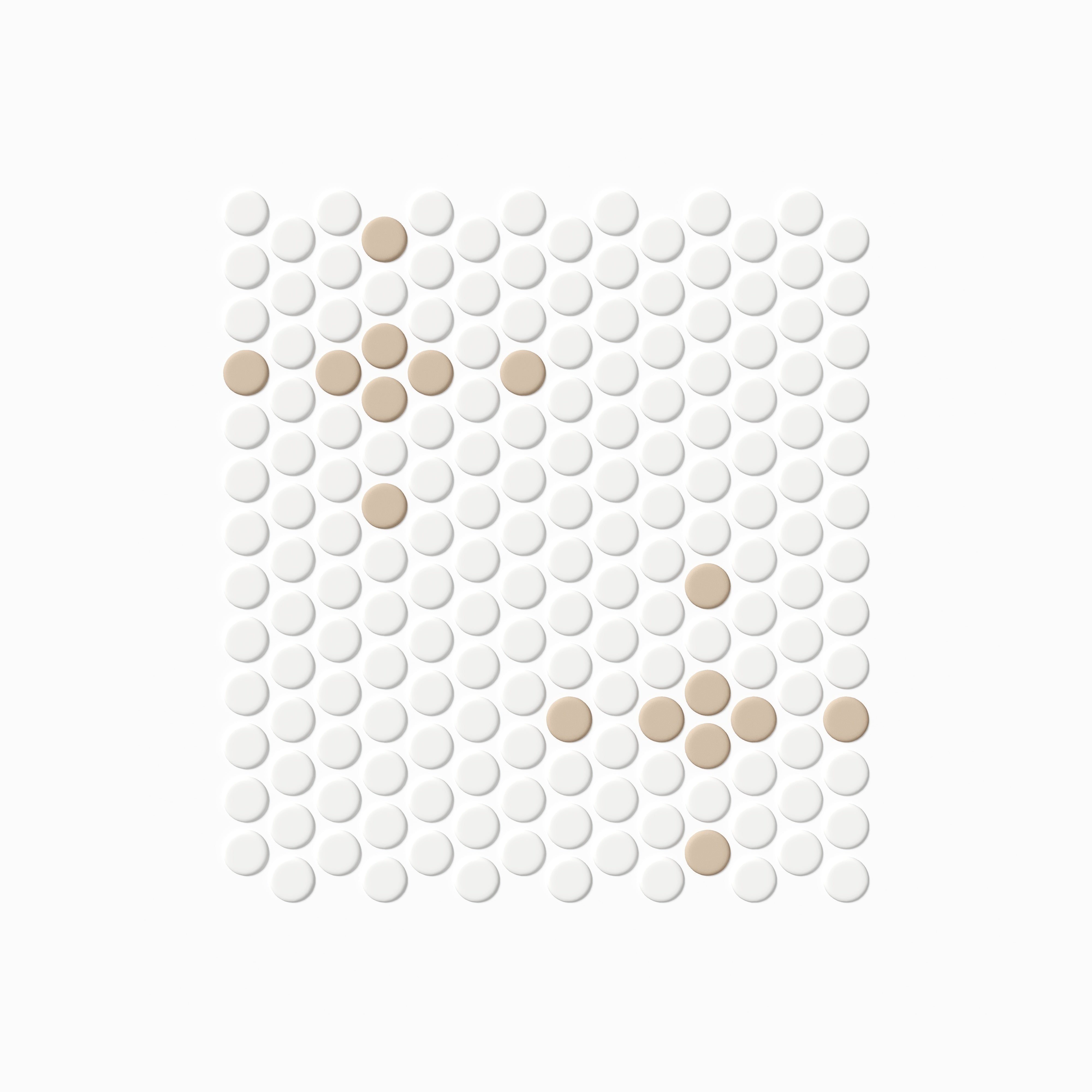 1" Penny Round Sparkle Sheeted Original Ceramic Tile in Calcite Matte & Sweet Pea Matte