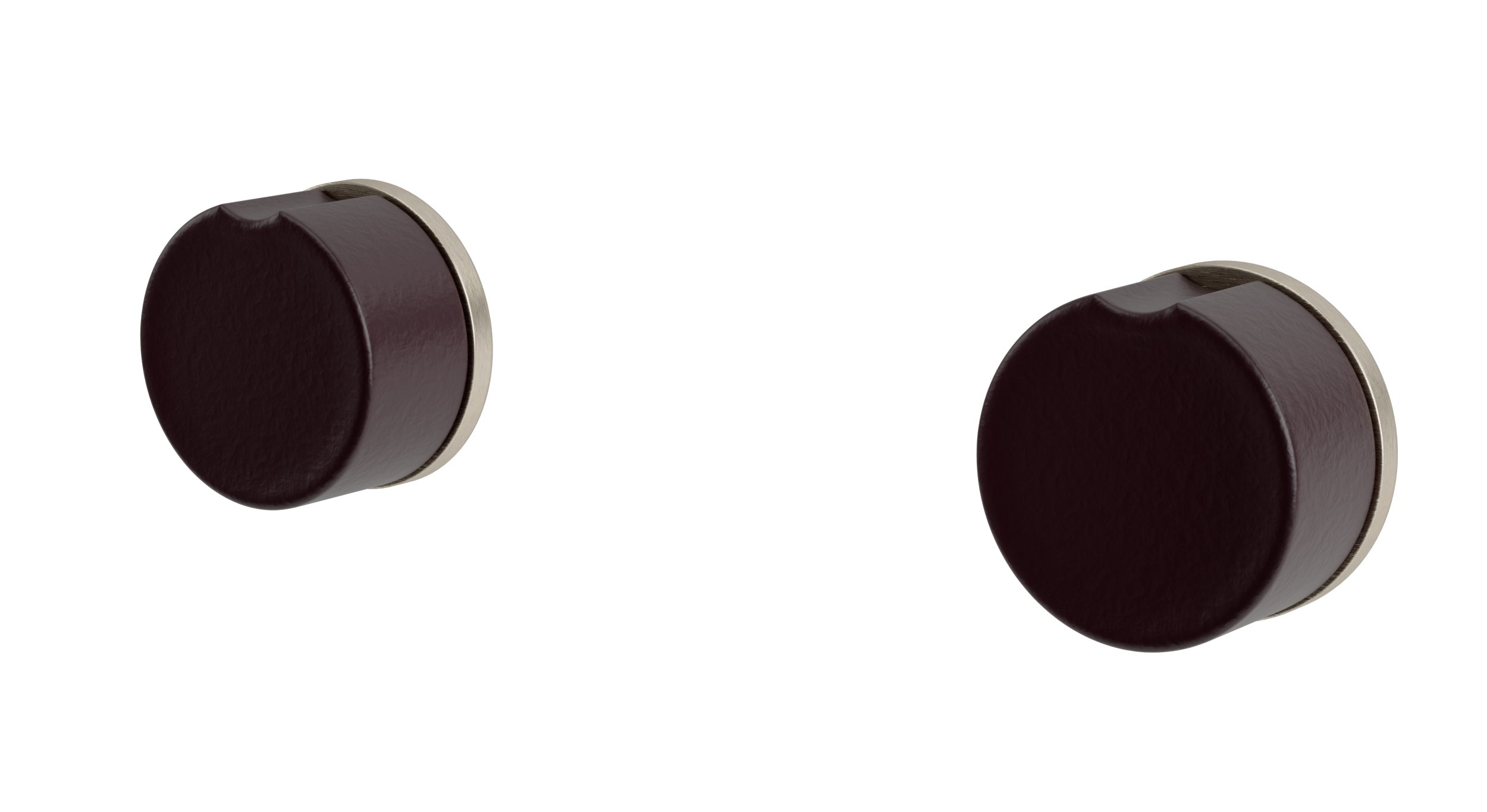 Foundry Two Handle Wall Mount Bath Trim with Groove Ceramic Knob Handles in Satin Nickel