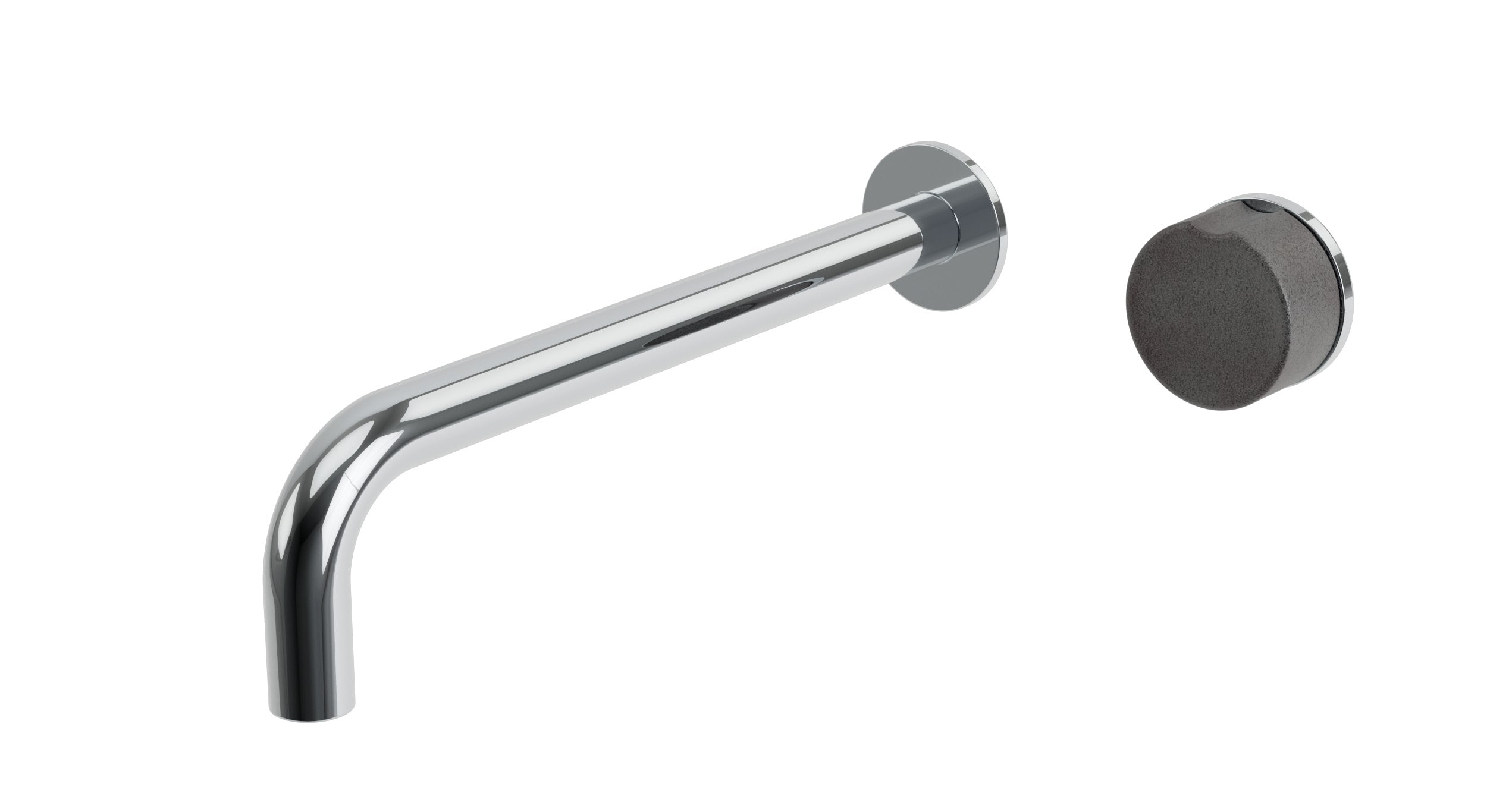 Foundry One Handle Wall Mount 10" Lavatory Faucet with Groove Ceramic Knob Handle in Polished Chrome