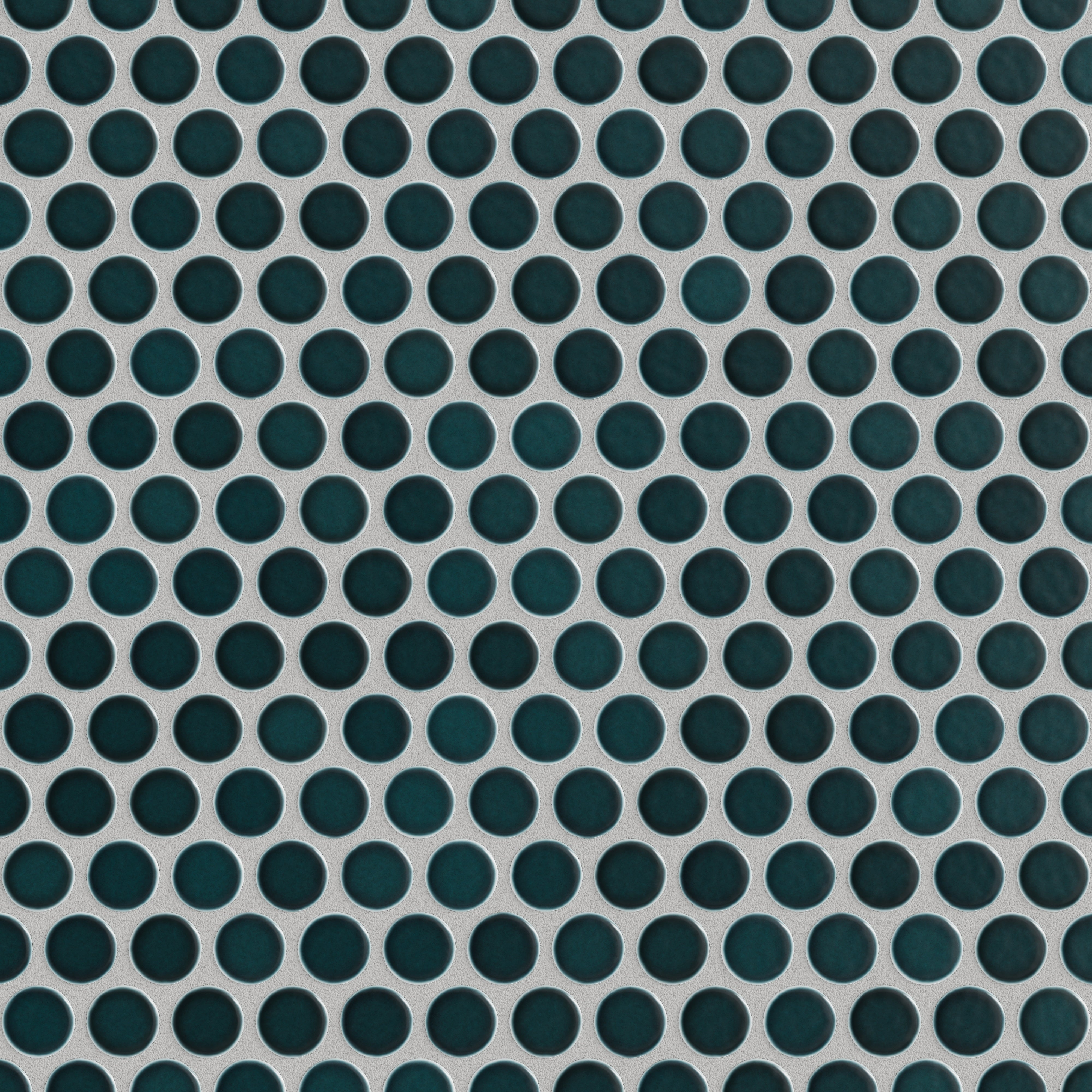 Penny Round Sheeted Original Ceramic Mosaic Tile in Caspian Sea Gloss