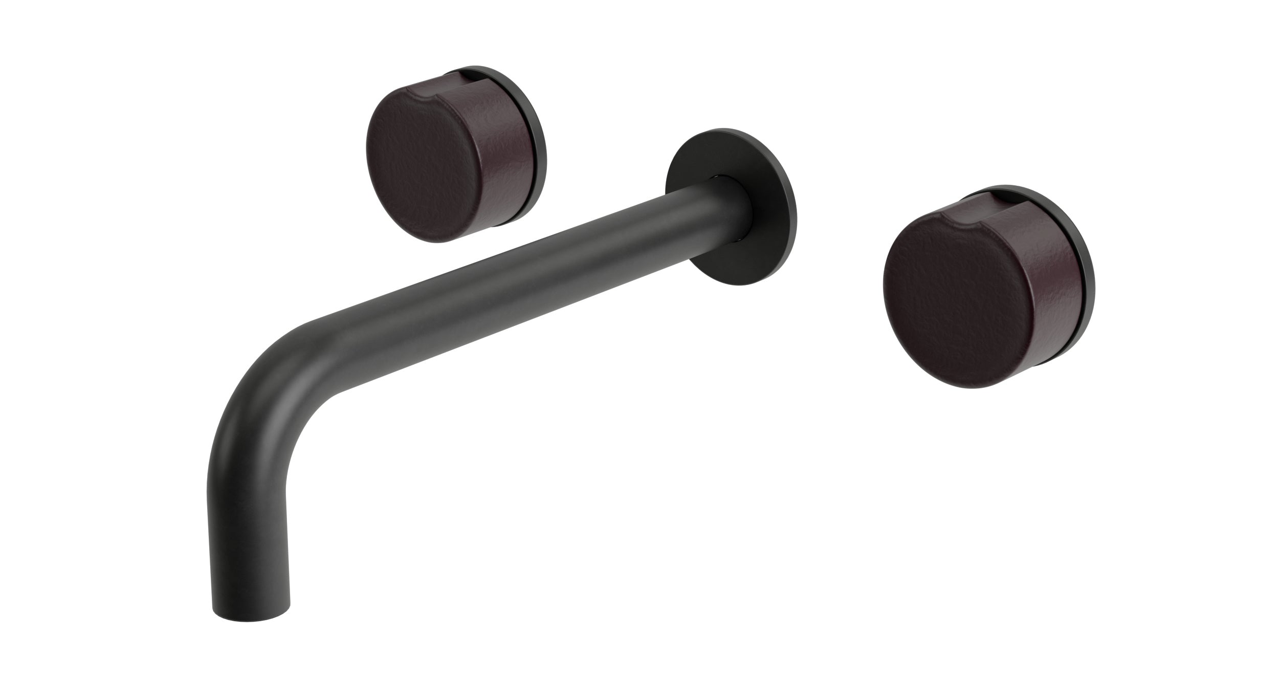 Foundry Two Handle Wall Mount 7.5" Lavatory Faucet with Groove Ceramic Knob Handles in Oil Rubbed Bronze