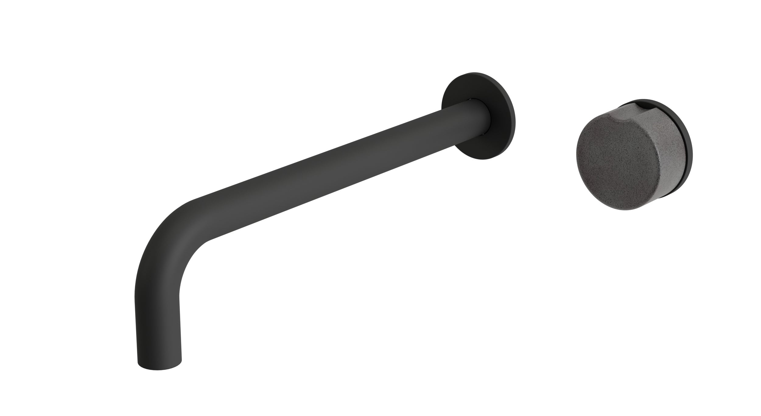 Foundry One Handle Wall Mount 10" Lavatory Faucet with Groove Ceramic Knob Handle in Matte Black