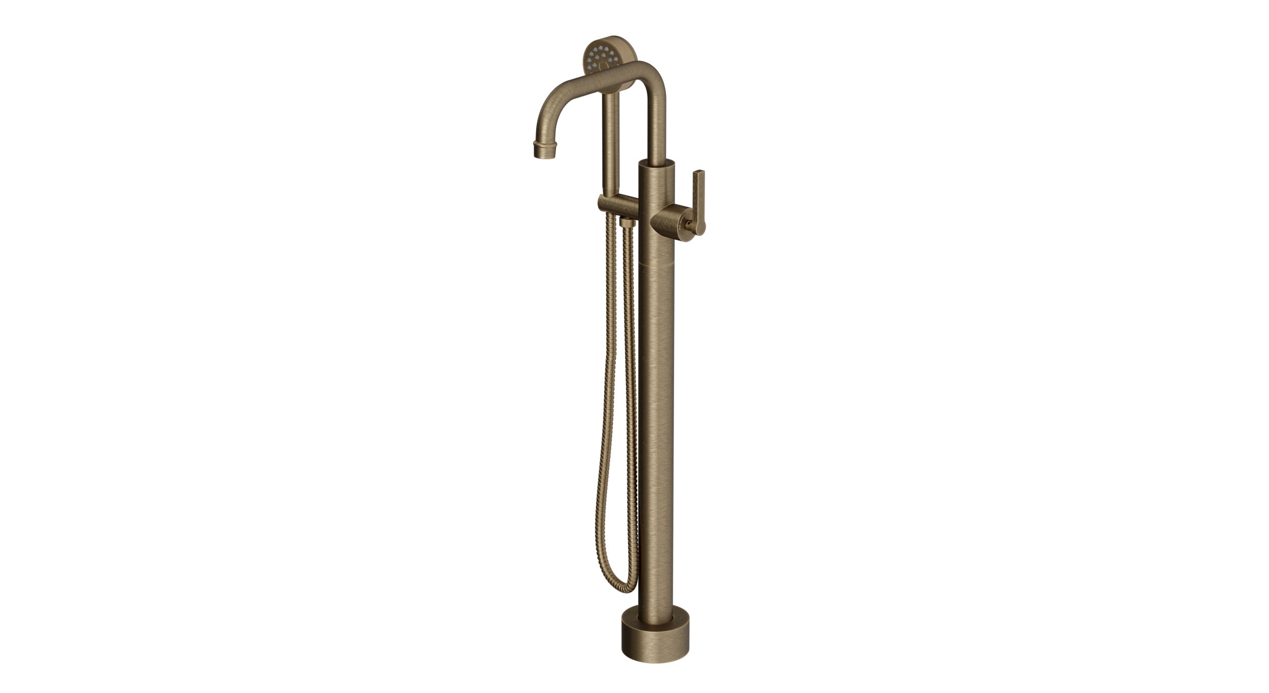 Emerson One Handle Floor Mount Squaretop Bath Trim with Hand Shower and Classic Lever Handle in Antique Brass