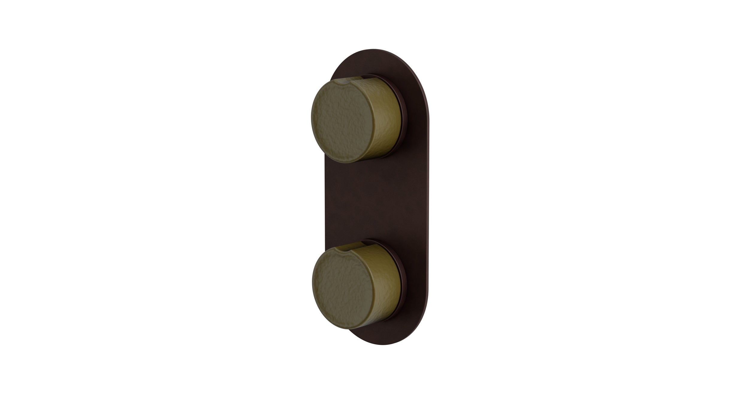 Foundry Two Handle Wall Mount Shower Trim with Groove Ceramic Knob Handles in Architectural Copper