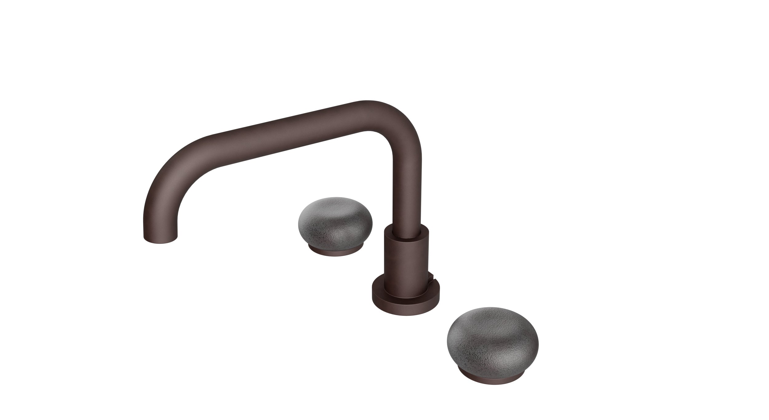 Foundry Two Handle Deck Mount Squaretop Bath Trim with Pebble Ceramic Knob Handles in Architectural Copper