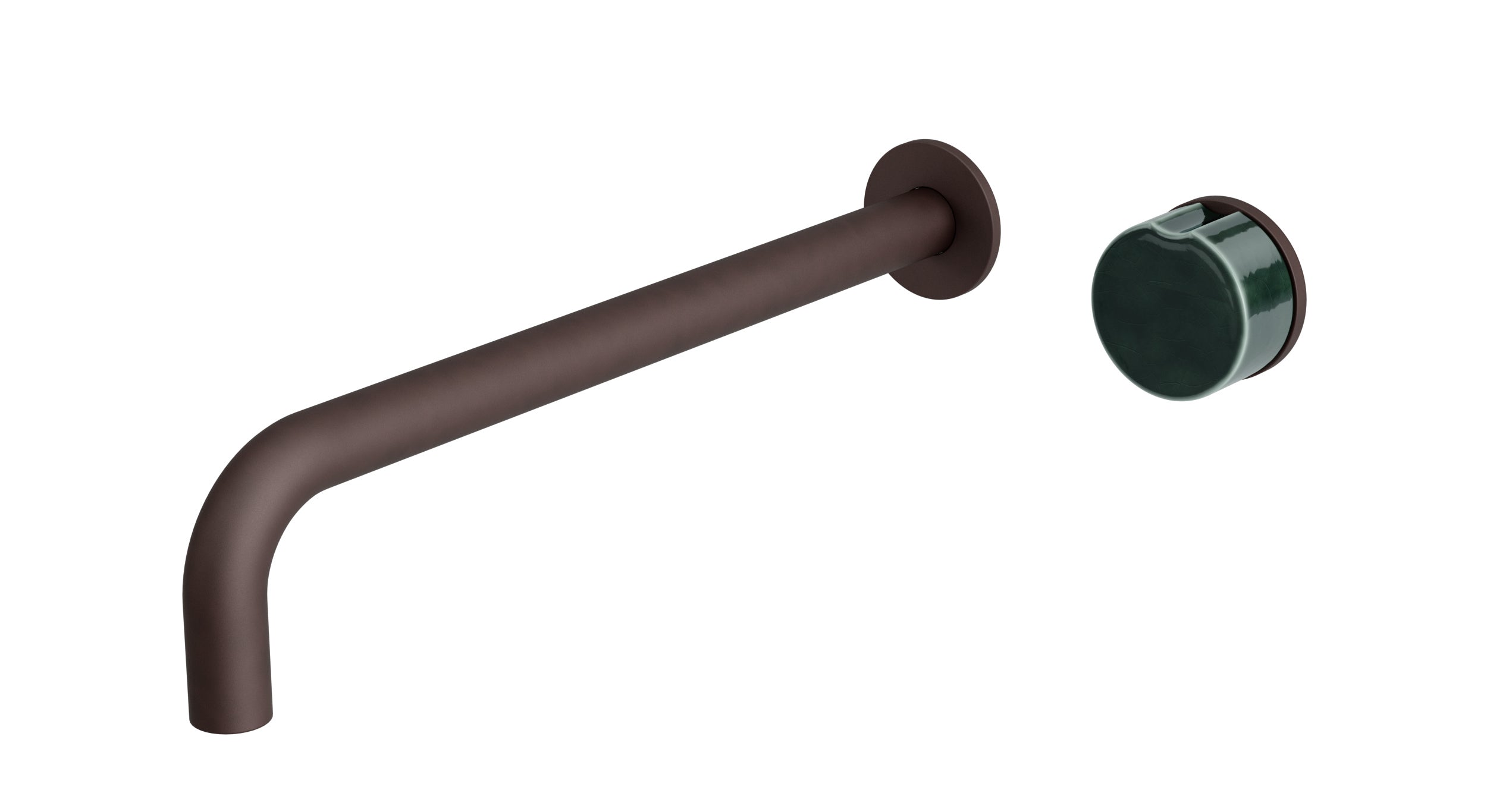 Foundry One Handle Wall Mount 12" Lavatory Faucet with Pebble Ceramic Knob Handle in Architectural Copper