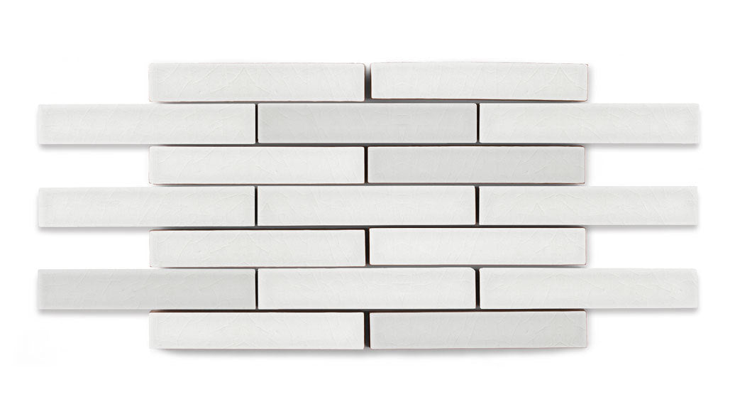 1x6 Half Offset Sheeted Original Ceramic Mosaic Tile in Frost Gloss