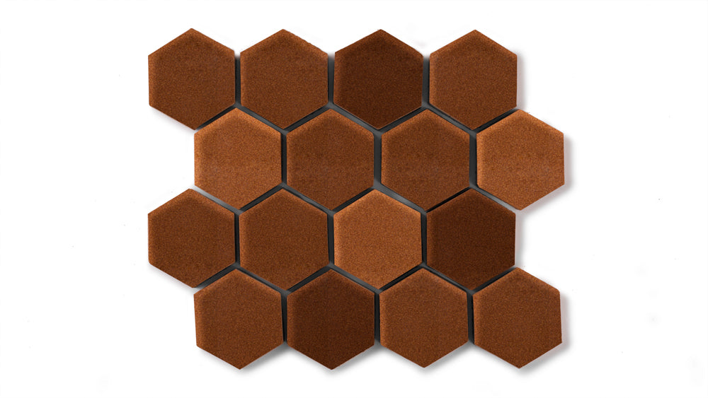 2" Hexagon Sheeted Original Ceramic Mosaic Tile in Antique