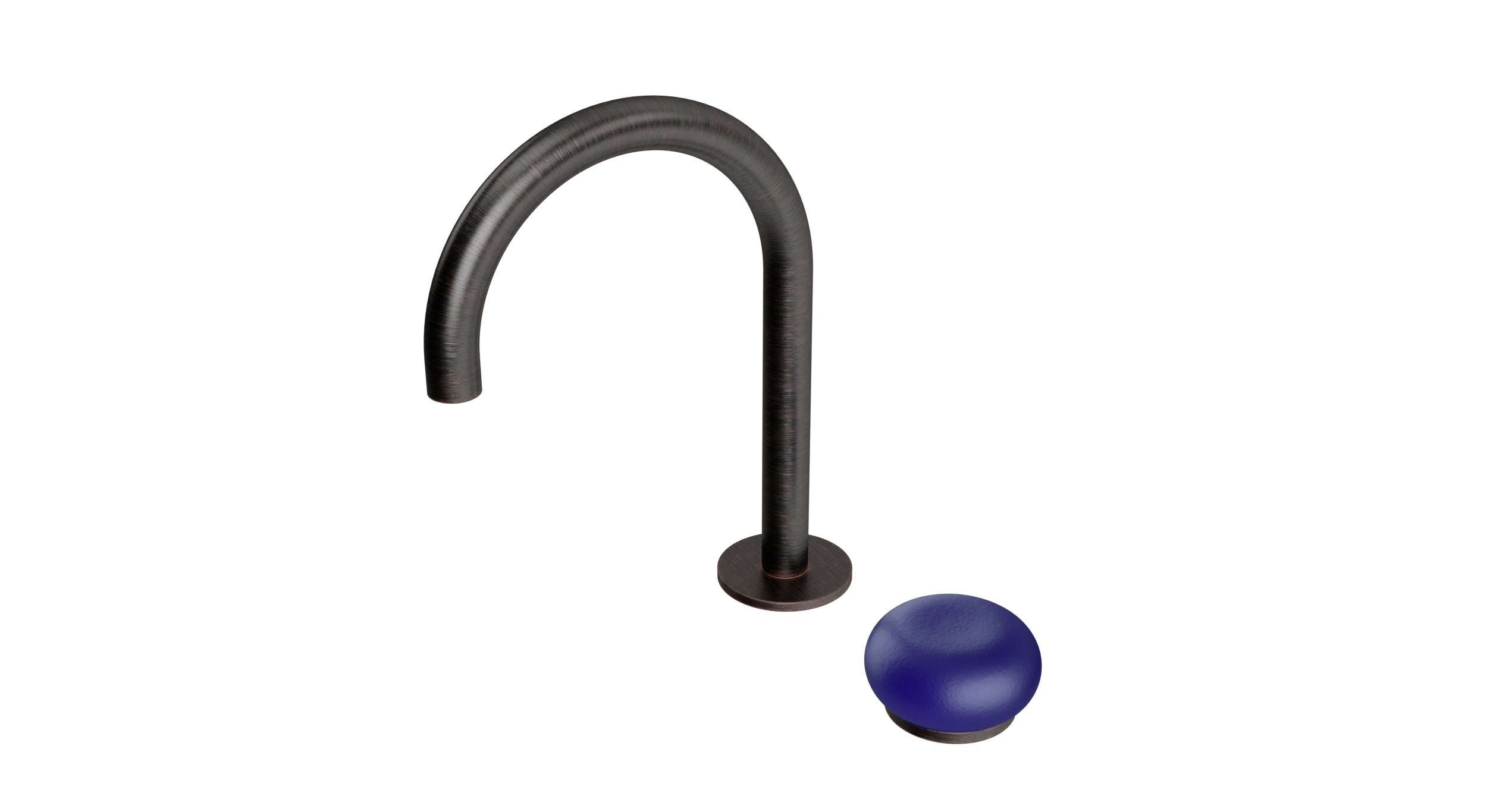 Foundry One Handle Deck Mount Gooseneck Lavatory Faucet with Pebble Ceramic Knob Handle in Antique Bronze