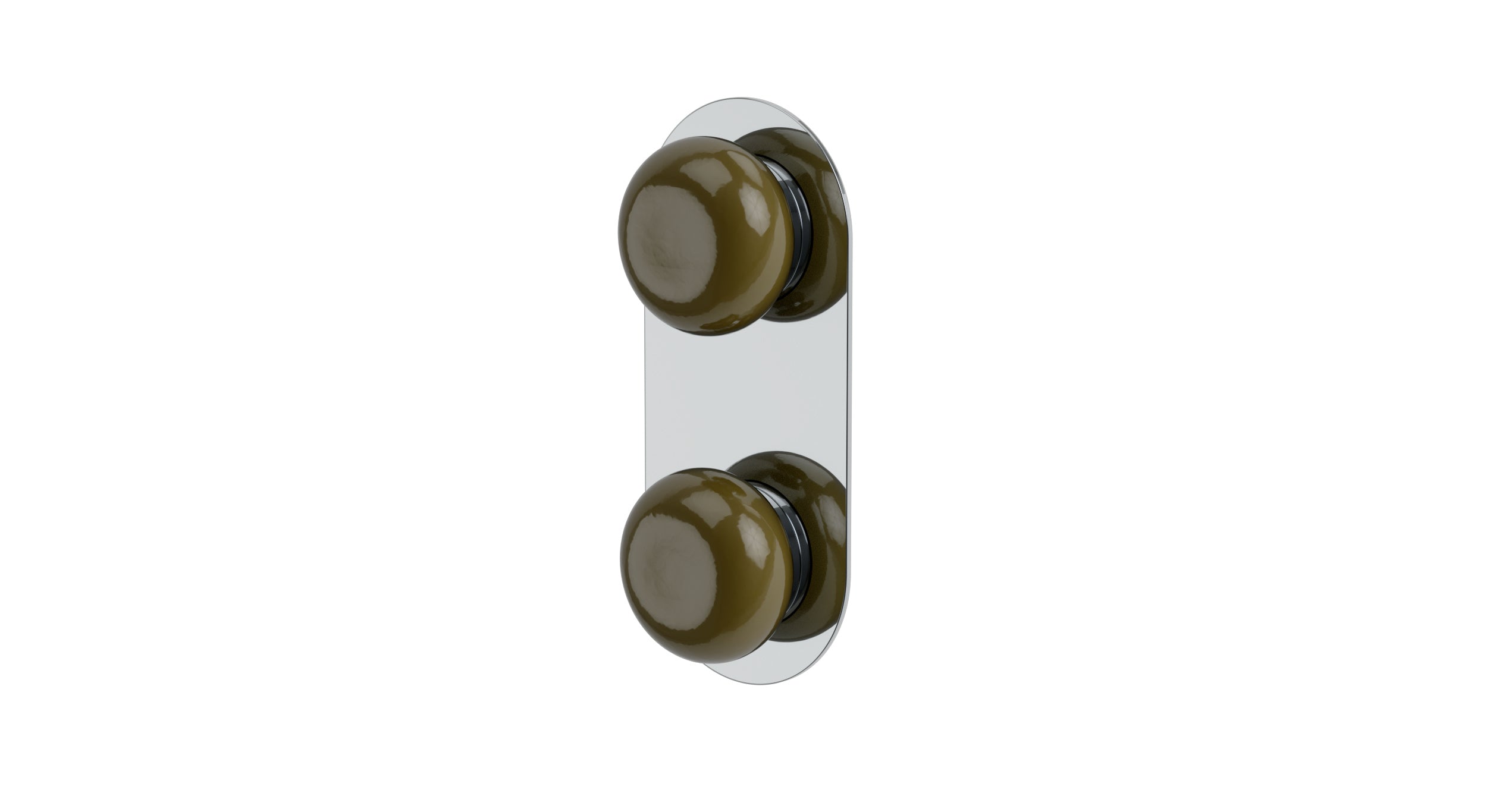 Foundry Two Handle Wall Mount Shower Trim with Pebble Ceramic Knob Handles in Polished Chrome