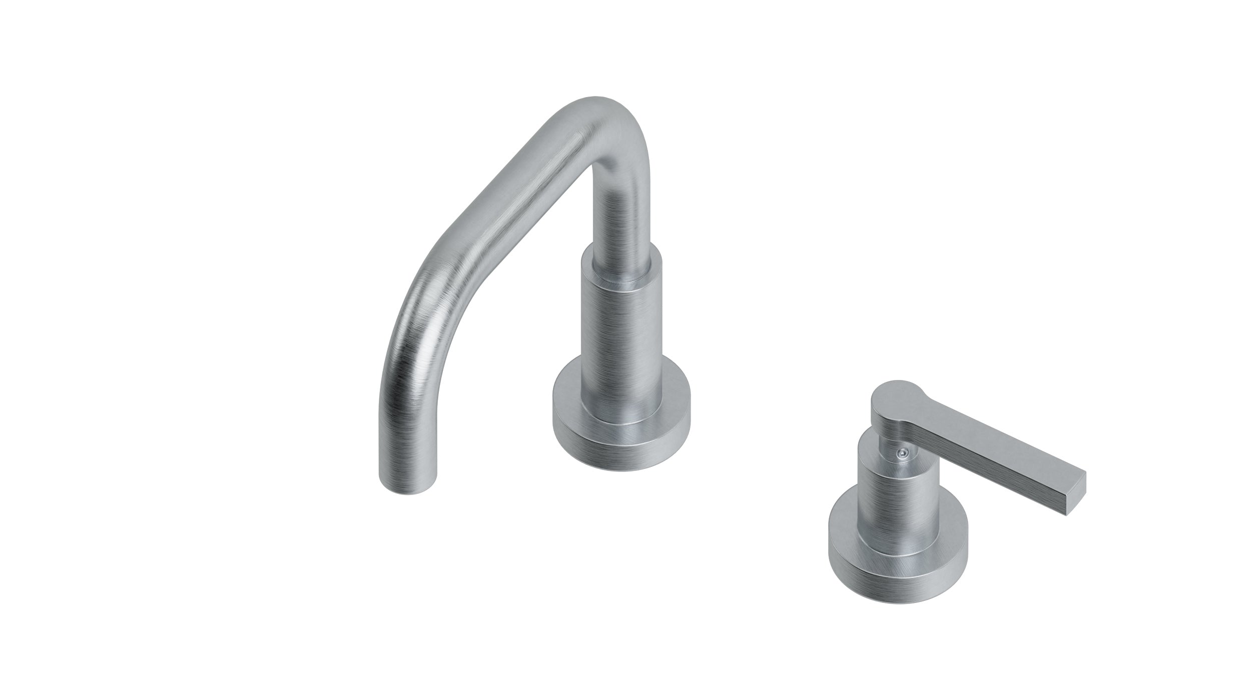 Flatiron One Handle Deck Mount Squaretop Lavatory Faucet with Linear Lever Handle in Satin Chrome