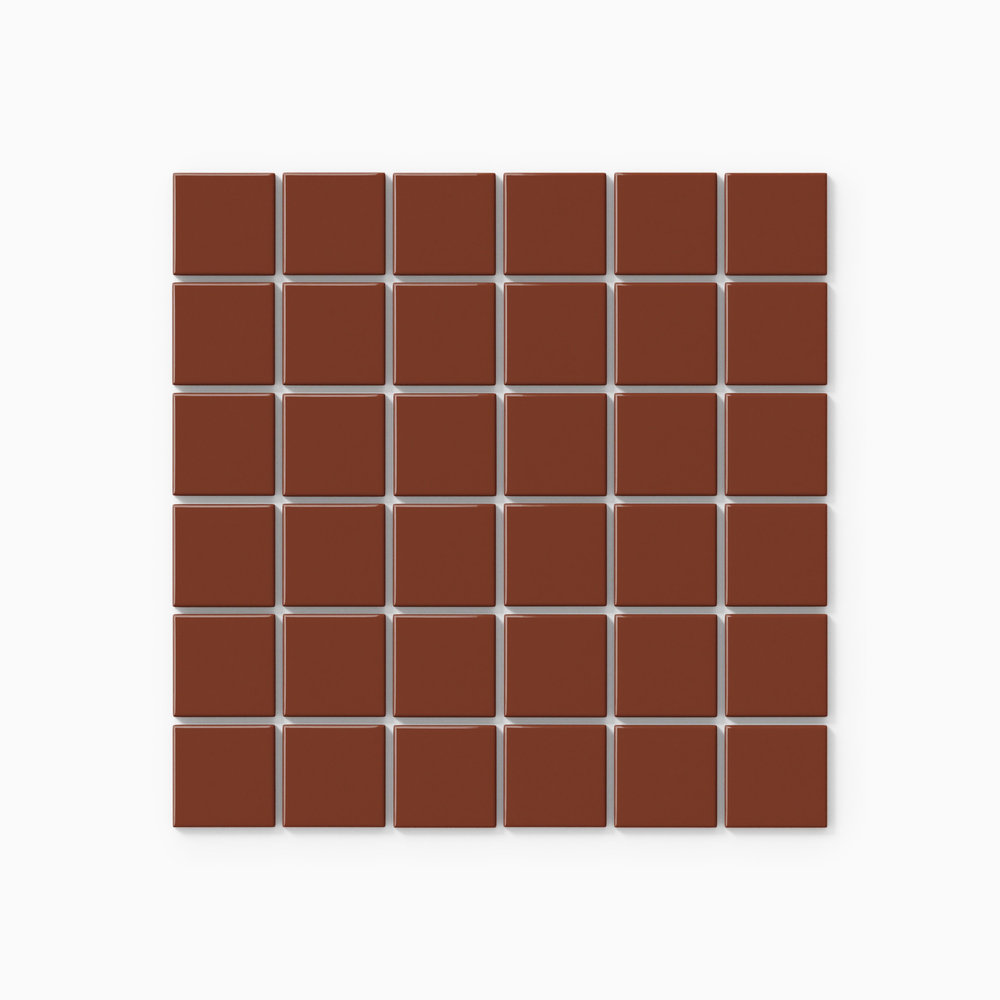 2x2 Straight Set Sheeted Natural Press Ceramic Mosaic Tile in Red Iron Oxide Gloss