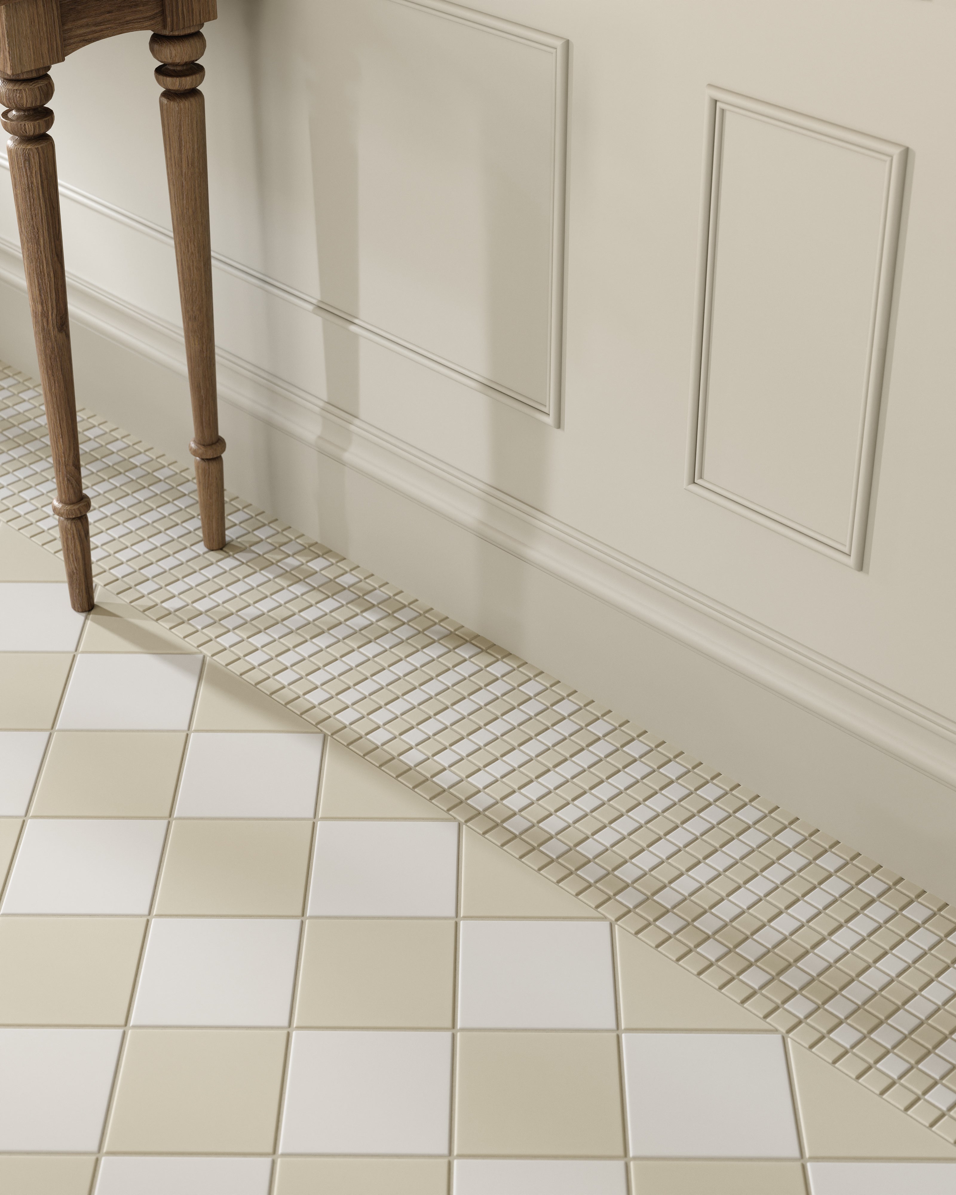 1x1 Ribbon Border Sheeted Original Ceramic Tile in Linen Matte