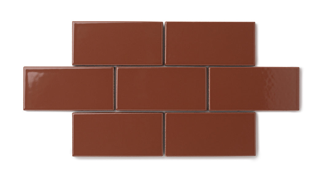 6x6 Natural Press Ceramic Tile in Red Iron Oxide Gloss