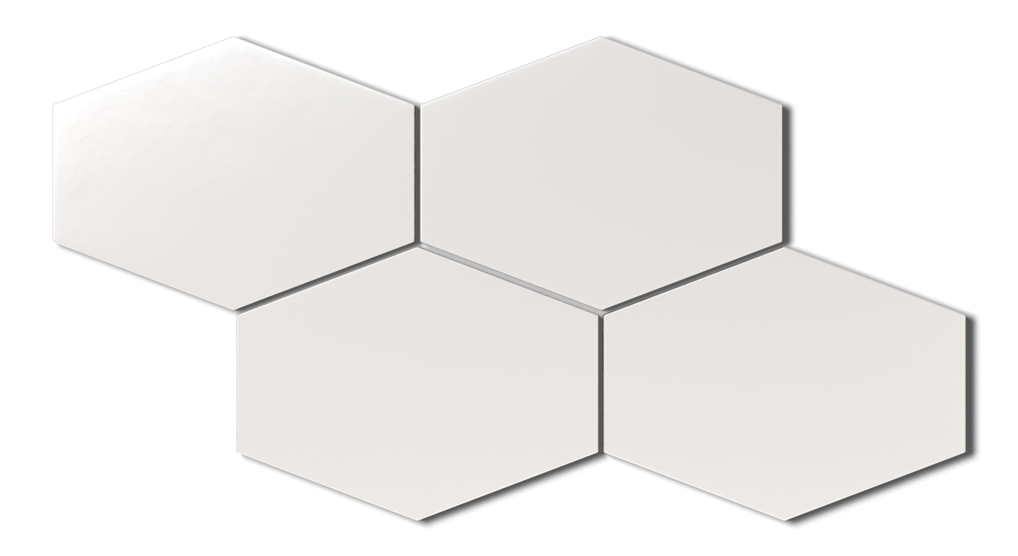 Elongated Hexagon Natural Press Ceramic Tile in Flake White Matte