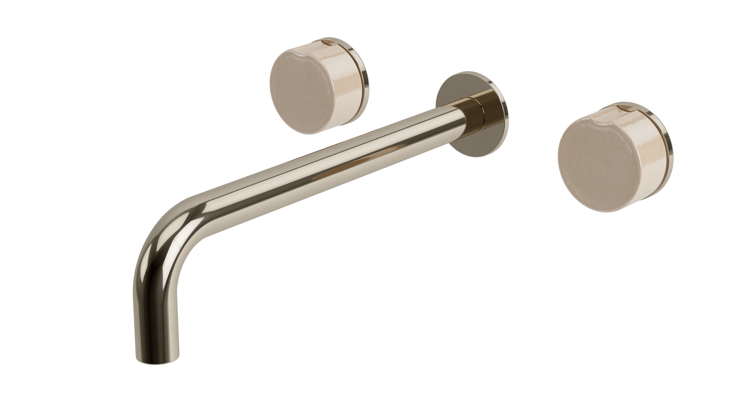 Foundry Two Handle Wall Mount 10" Lavatory Faucet with Groove Ceramic Knob Handles in Polished Nickel