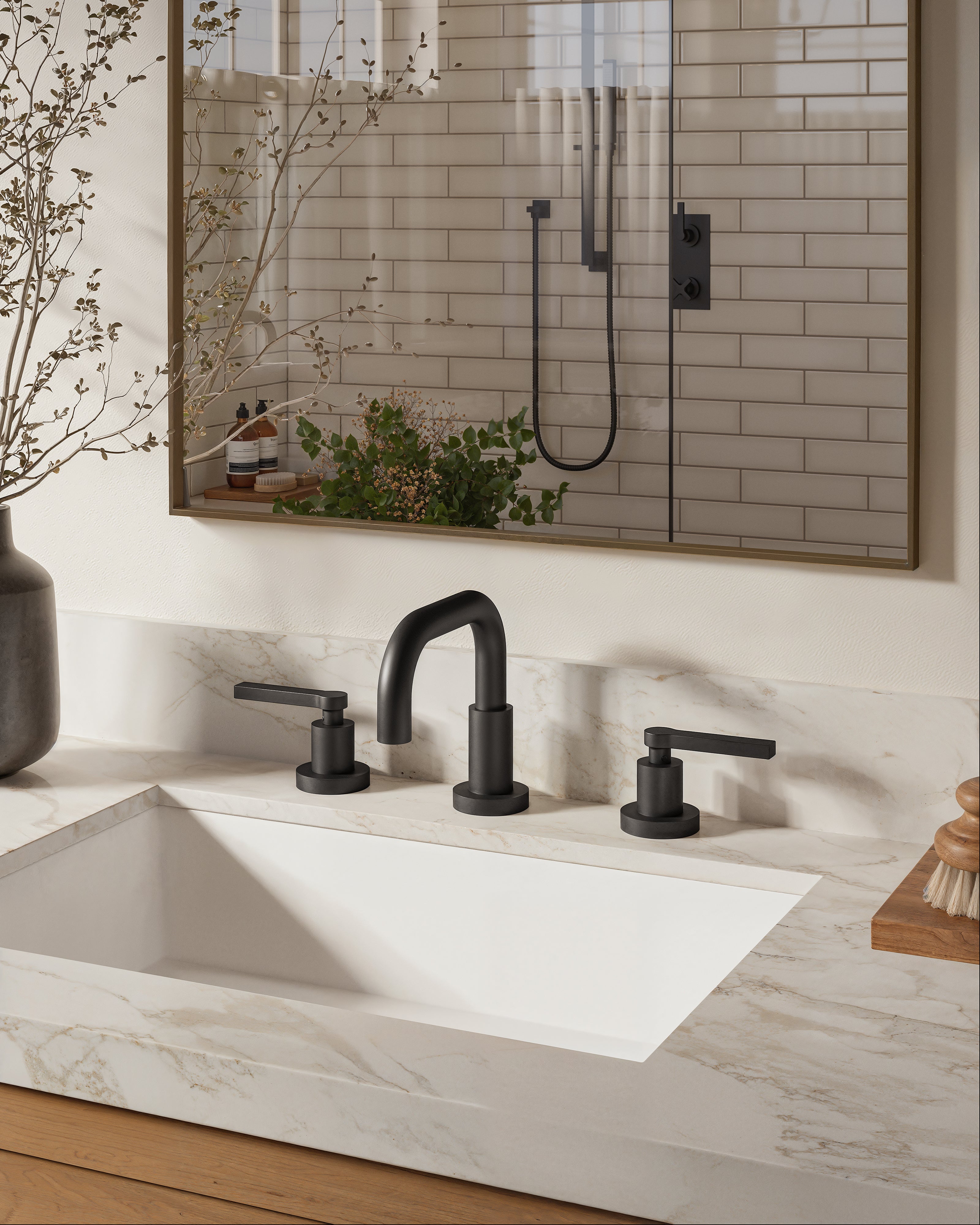 Flatiron Two Handle Deck Mount Squaretop Lavatory Faucet with Linear Lever Handles in Oil Rubbed Bronze