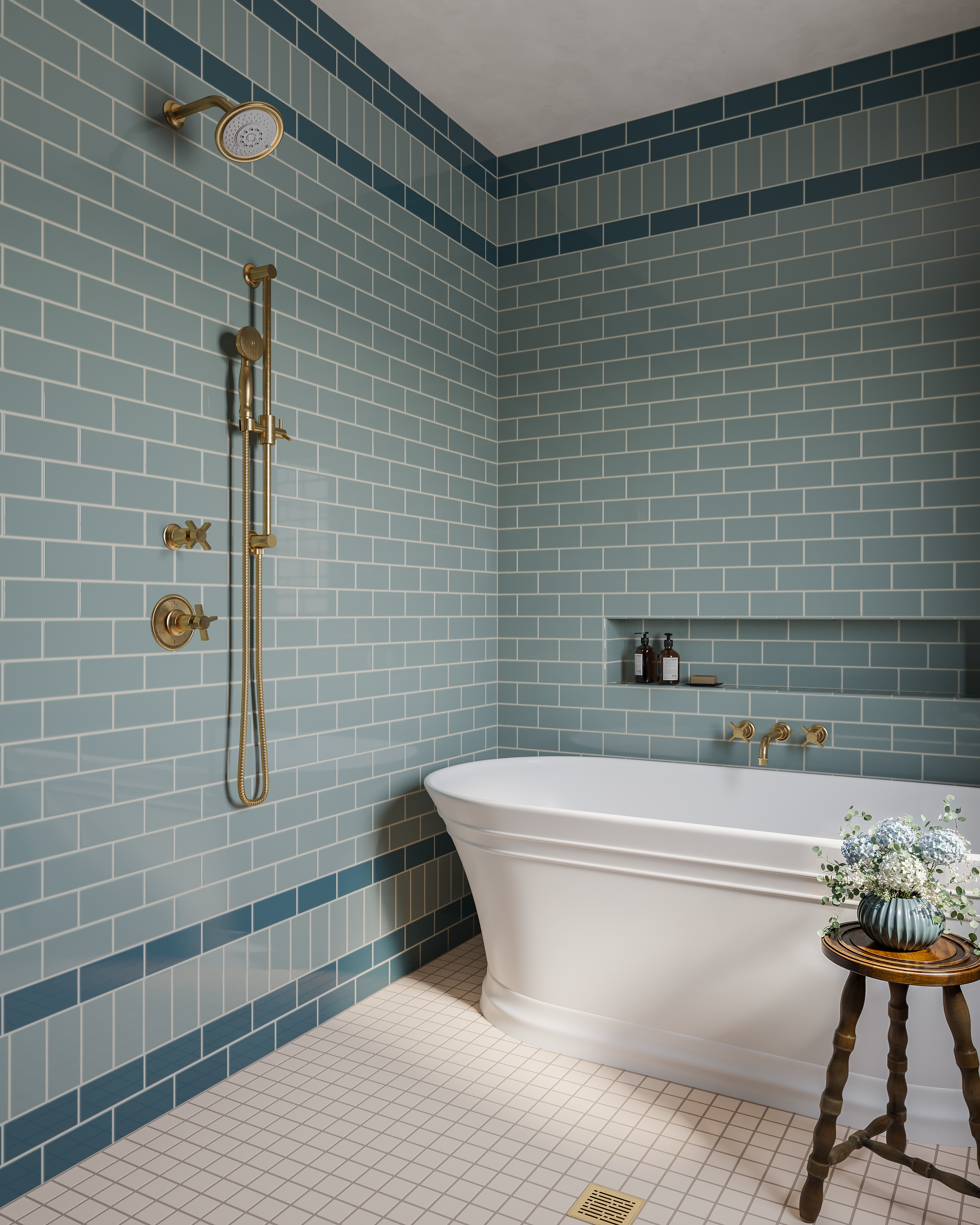 Emerson Positioning Bar Kit - Less Hand Shower in Satin Brass