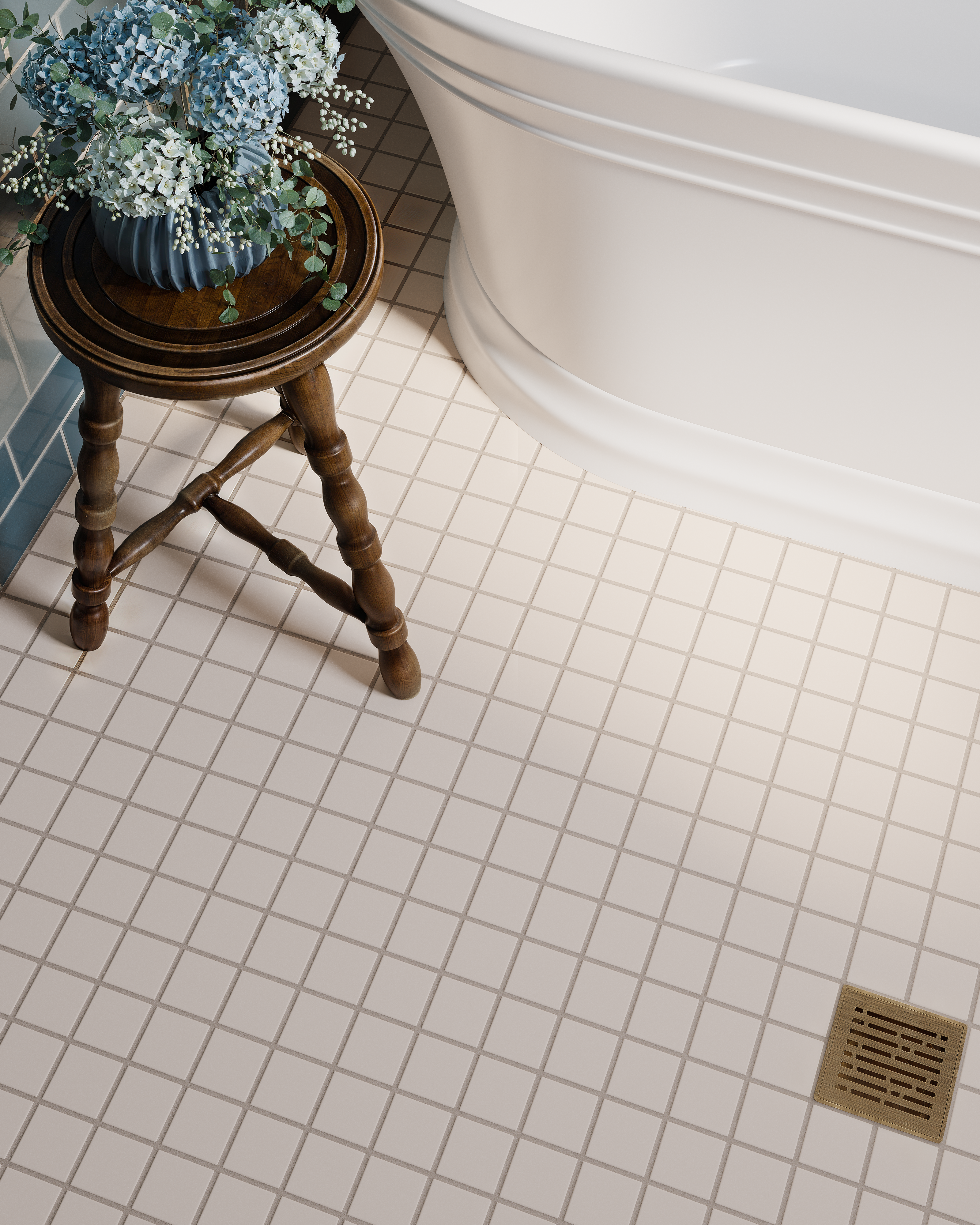 2x2 Straight Set Sheeted Natural Press Ceramic Mosaic Tile in Full Sail Matte