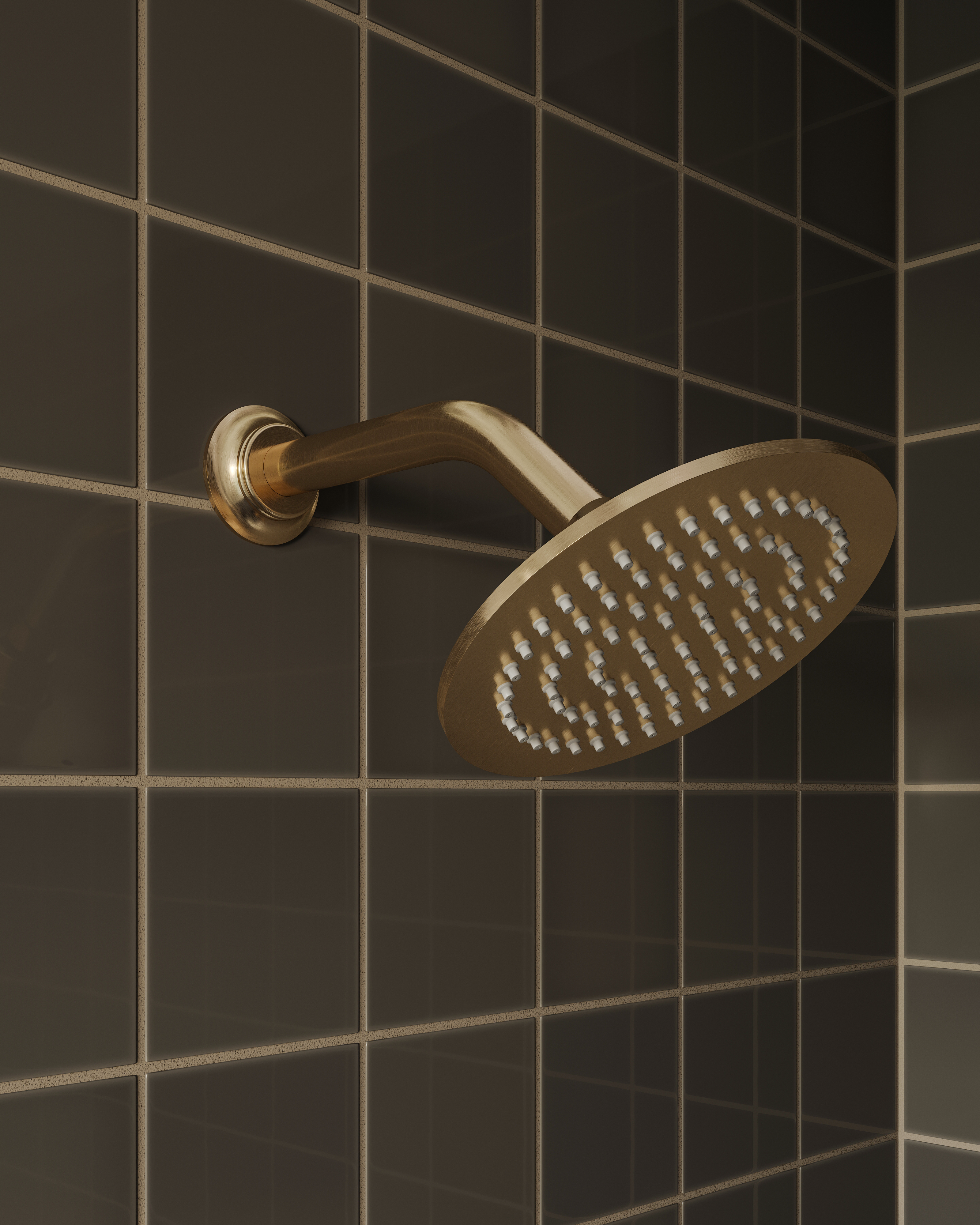 Shower 6" Flat Shower Head in Satin Brass