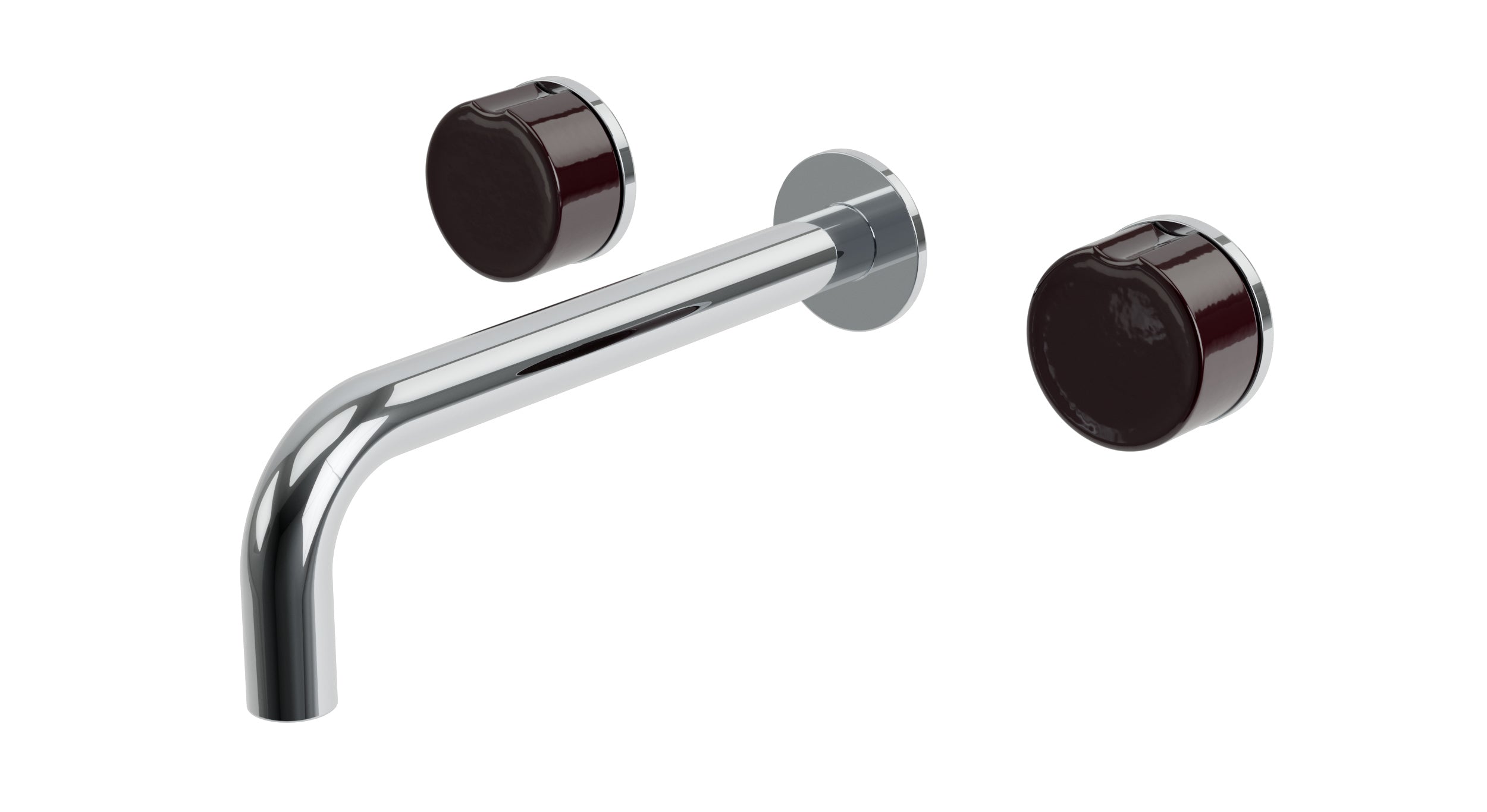 Foundry Two Handle Wall Mount 7.5" Lavatory Faucet with Groove Ceramic Knob Handles in Polished Chrome