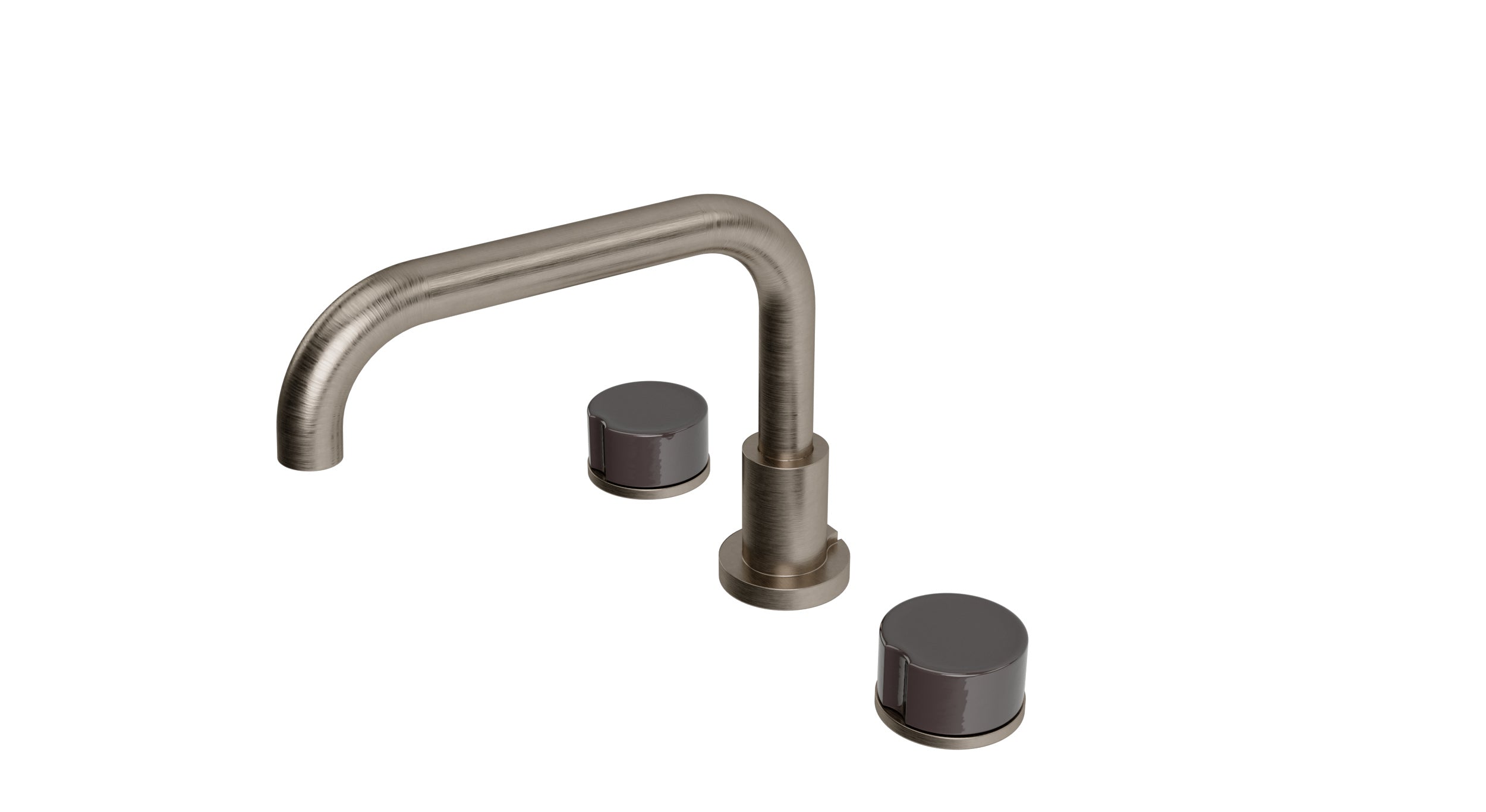 Foundry Two Handle Deck Mount Squaretop Bath Trim with Groove Ceramic Knob Handles in Antique Nickel