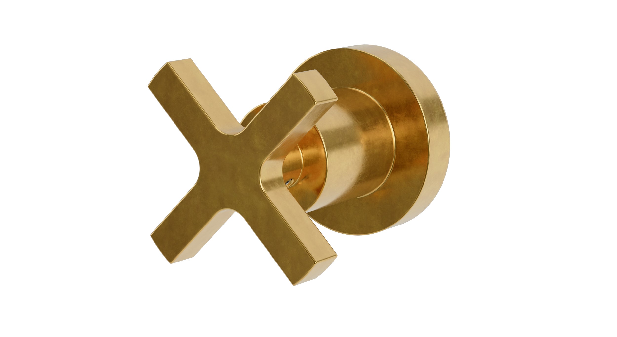 Flatiron One Handle Wall Mount Diverter/Volume Control Shower Trim with Linear Cross Handle in French Brass